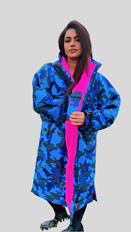 Blue Camo Change Robe with Pink Fleece  - RuggaRobe
