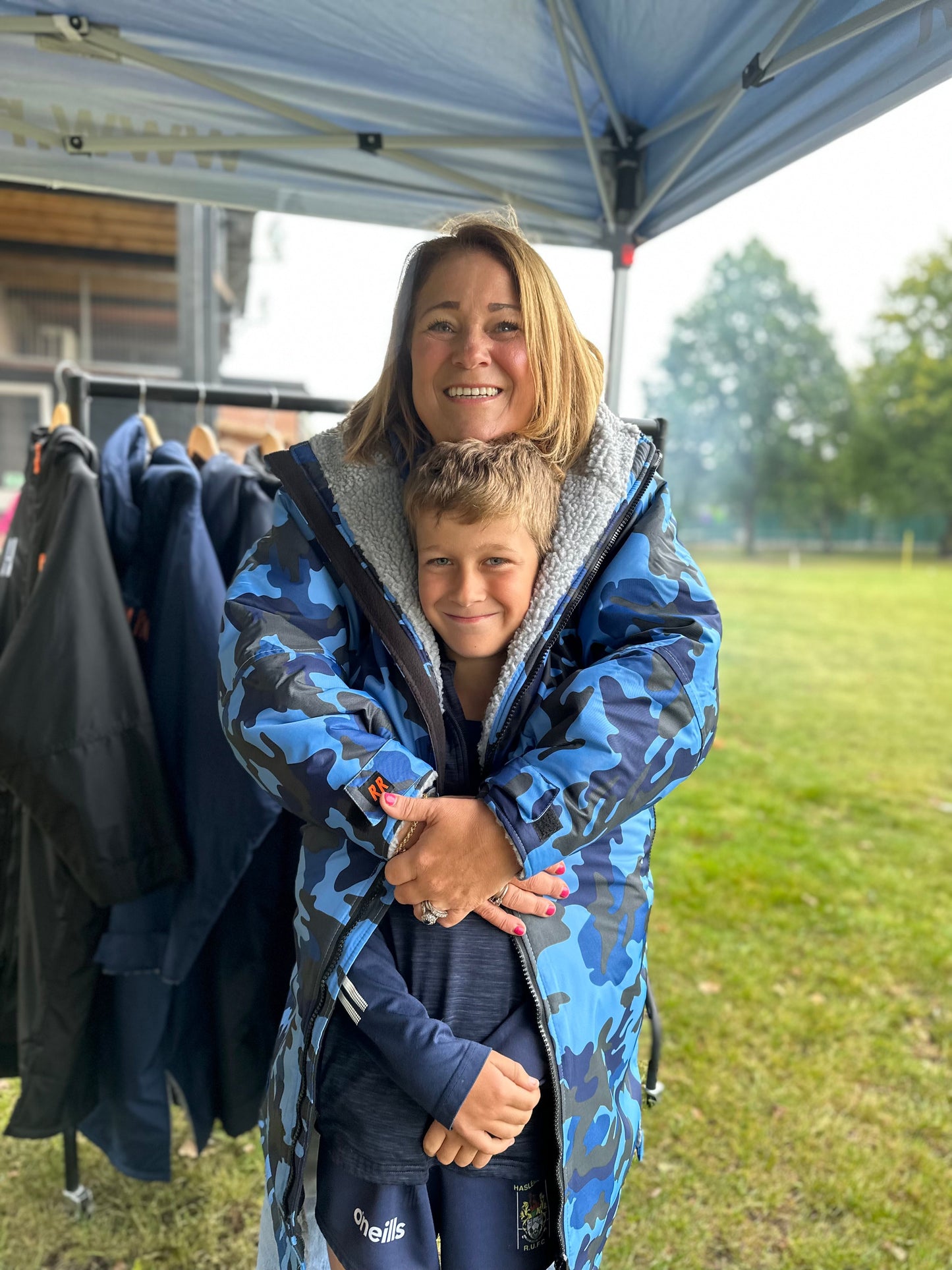 Blue Camo Change Robe with Grey Fleece  - Club Robe