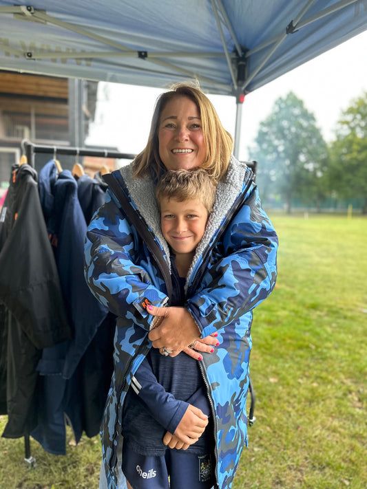 Blue Camo Change Robe with Grey Fleece  - Club Robe