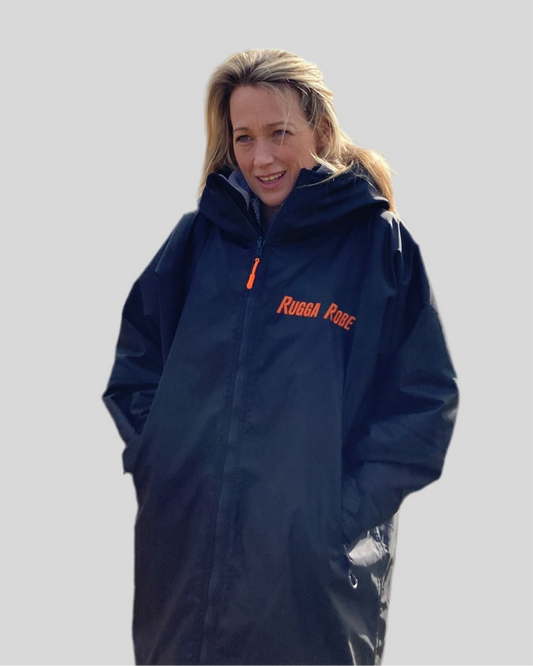 Black Change Robe with Orange Fleece  - RuggaRobe