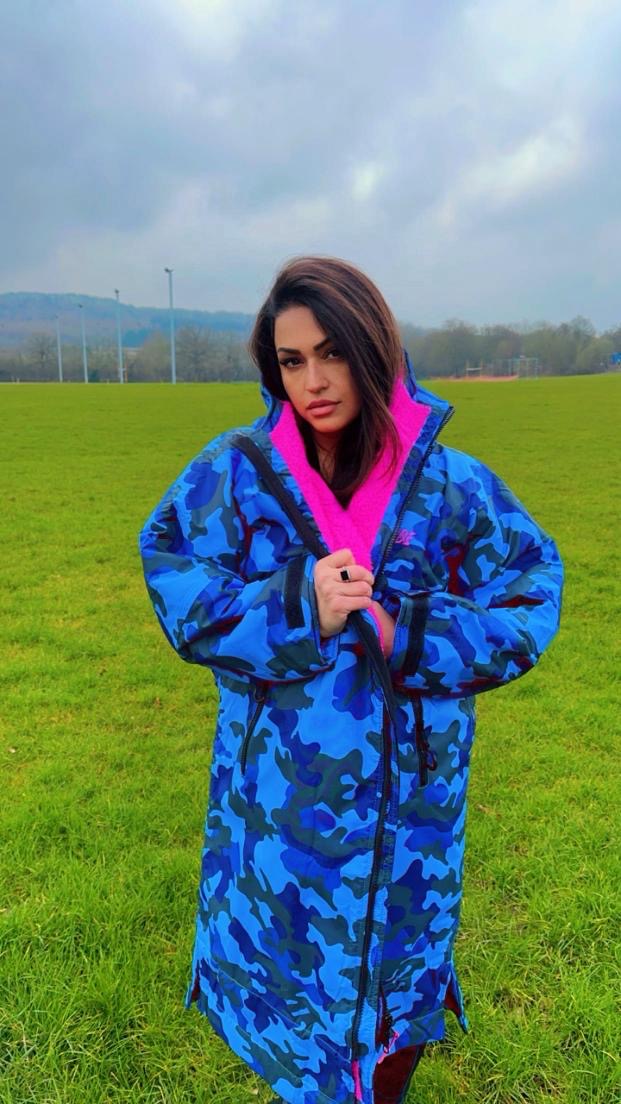 Blue Camo Change Robe with Pink Fleece  - RuggaRobe