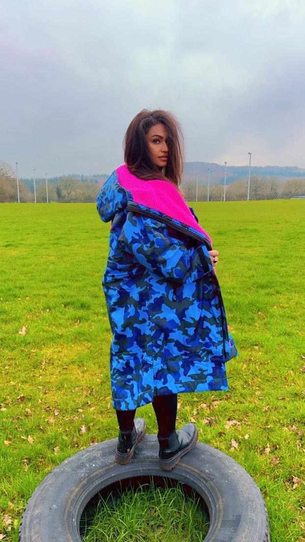 Blue Camo Change Robe with Pink Fleece  - RuggaRobe