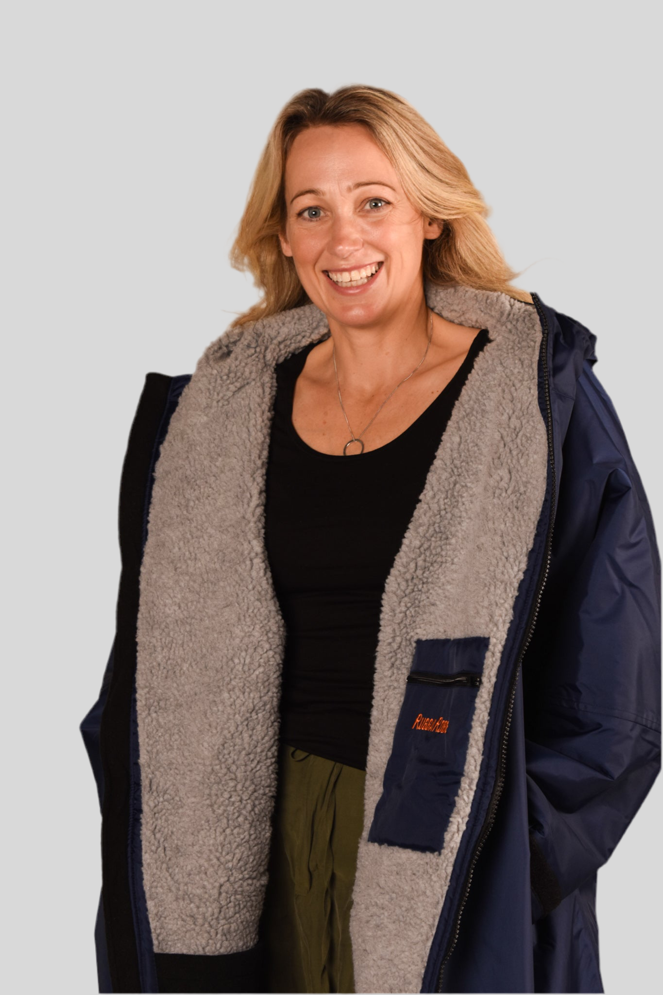 Blue Change Robe with Grey Fleece - Set Robe