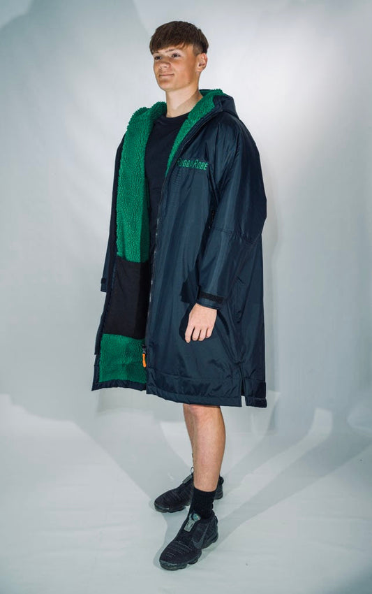 Black Change Robe with Green Fleece  - Club Robe