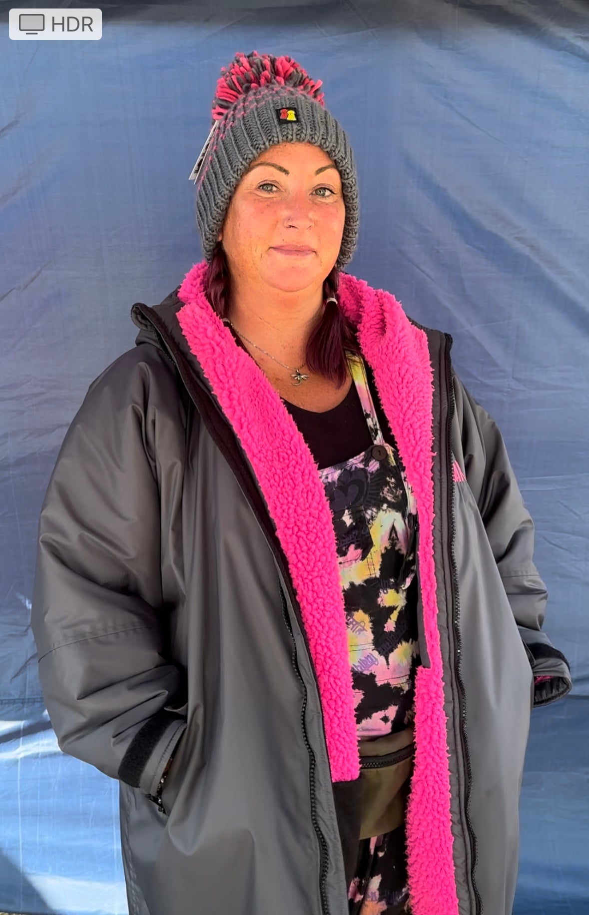 Slate Grey Change Robe with Pink Fleece - Set Robe