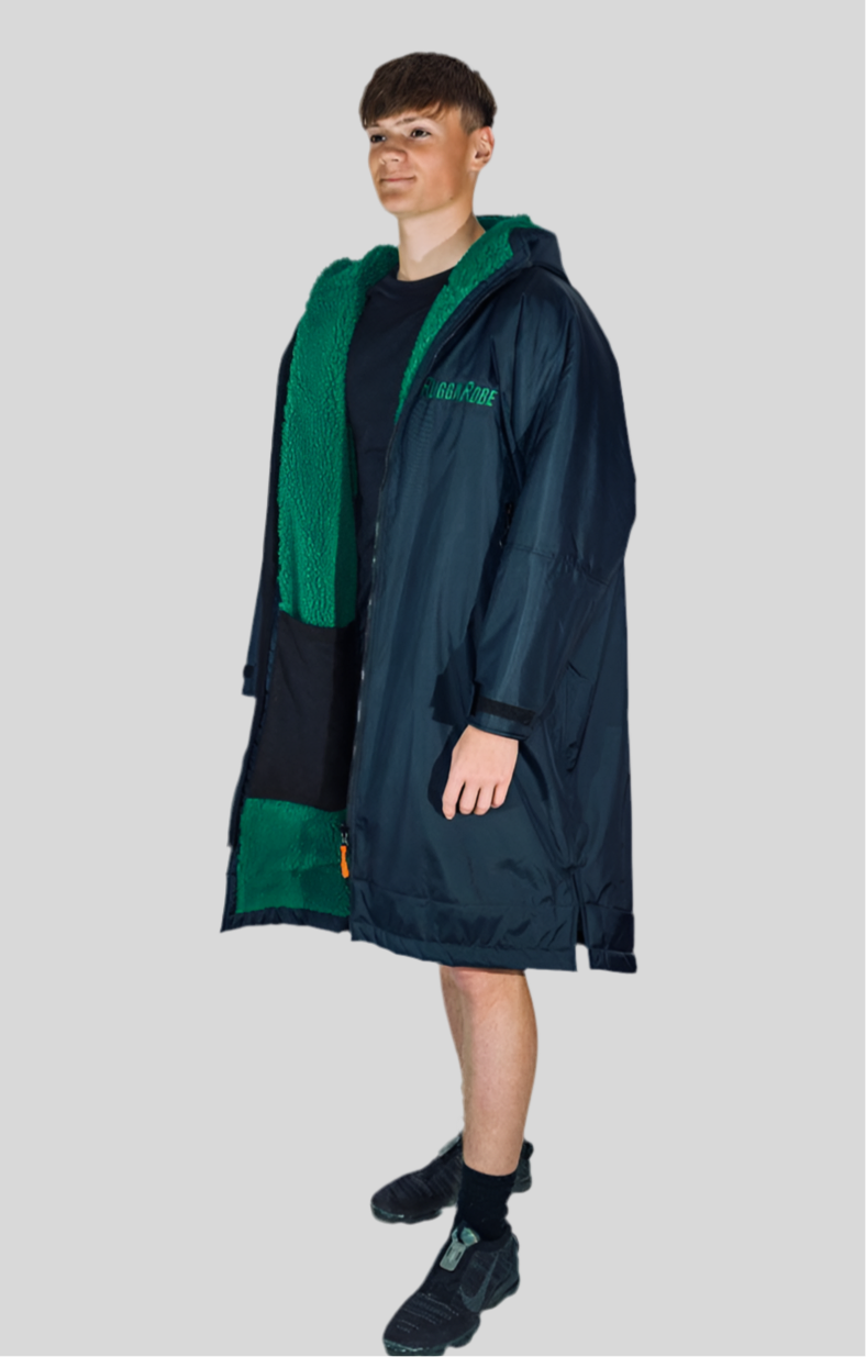 Black Change Robe with Green Fleece - RuggaRobe