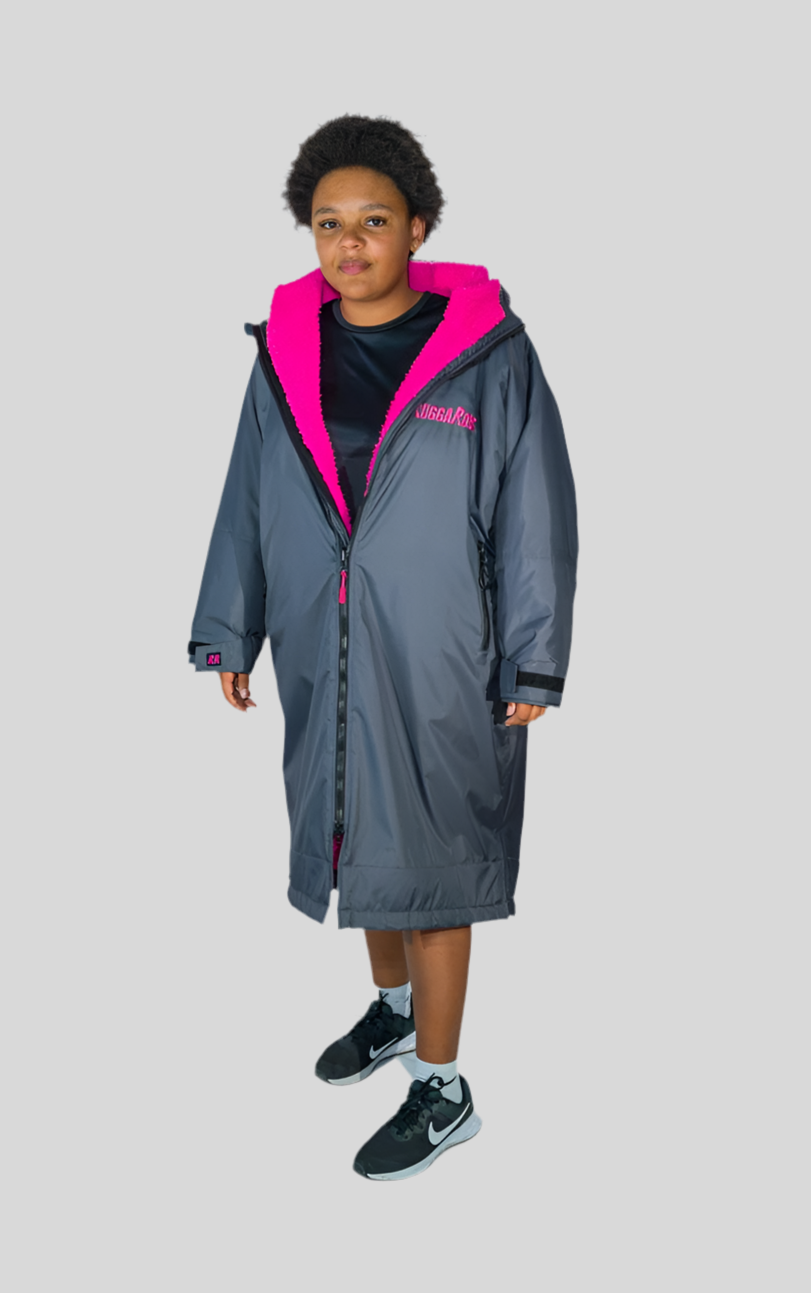 Slate Grey Change Robe with Pink Fleece - RuggaRobe