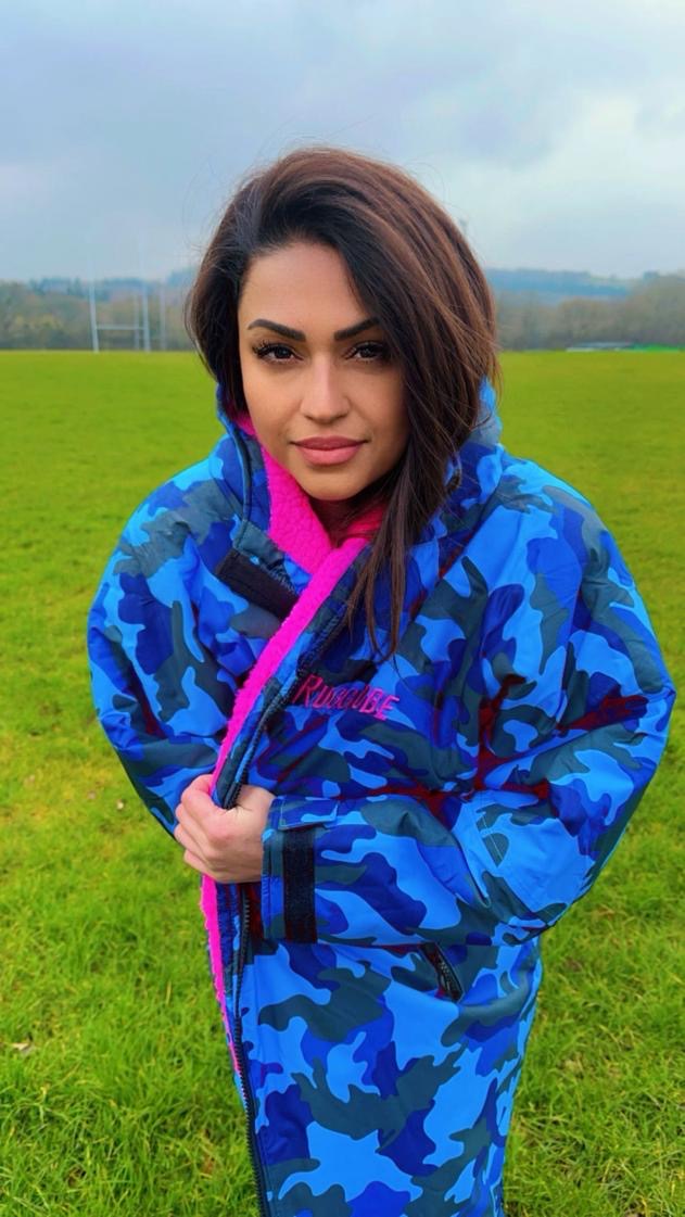 Blue Camo Change Robe with Pink Fleece  - RuggaRobe