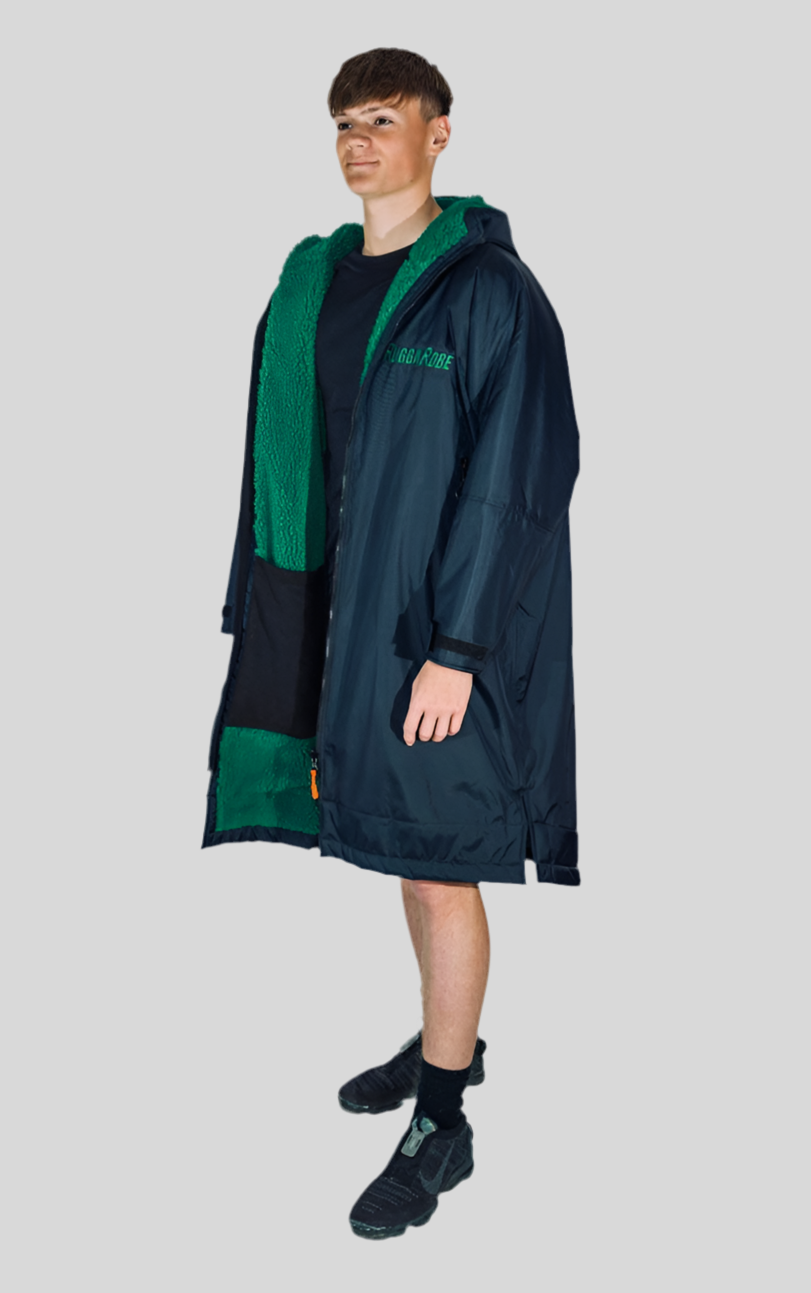 Black Change Robe with Green Fleece - RuggaRobe