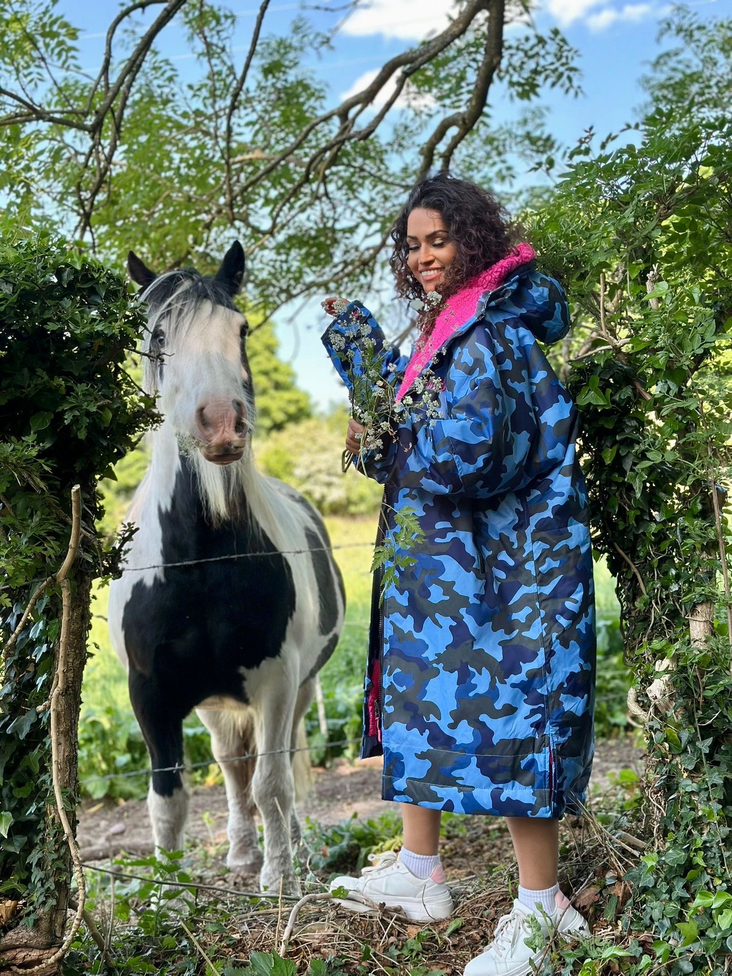 Blue Camo Change Robe with Pink Fleece  - RuggaRobe