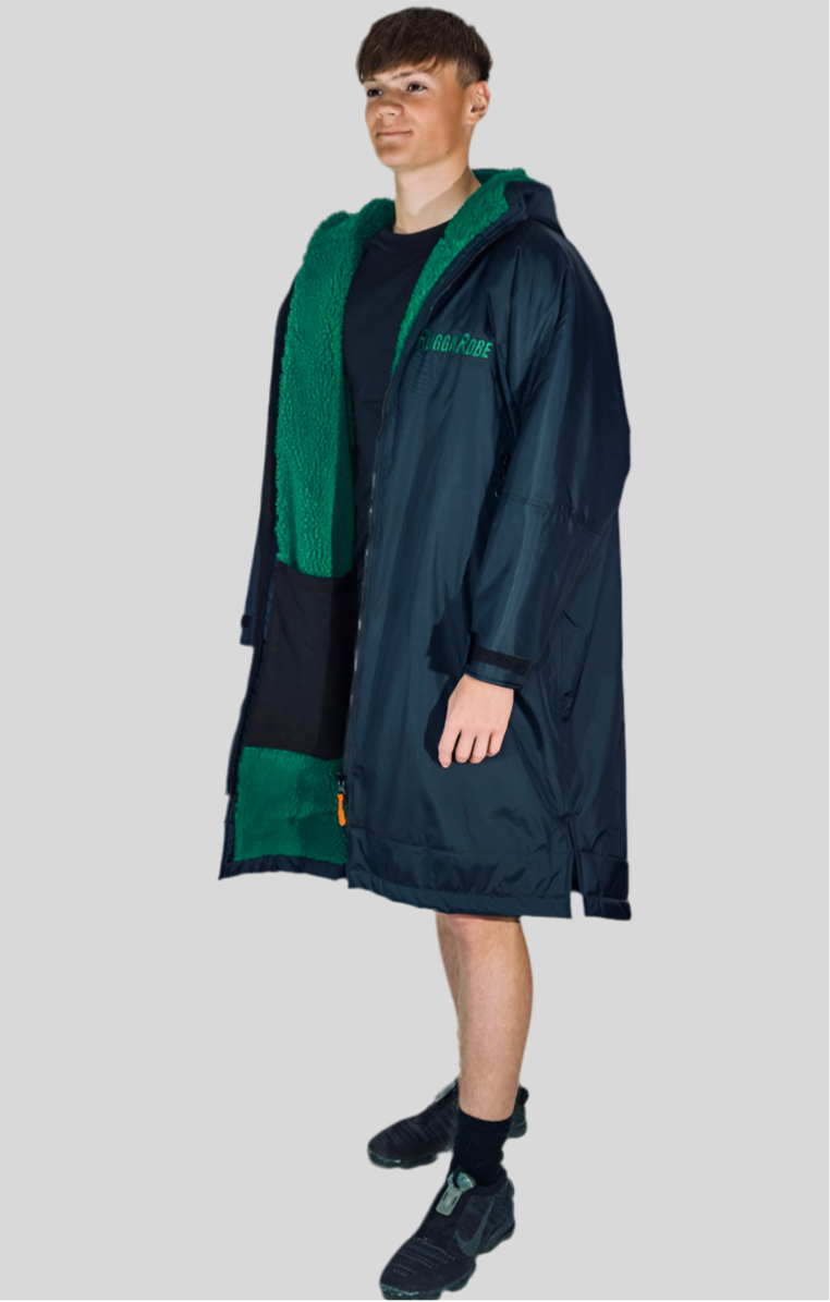 Black Change Robe with Green Fleece - RuggaRobe