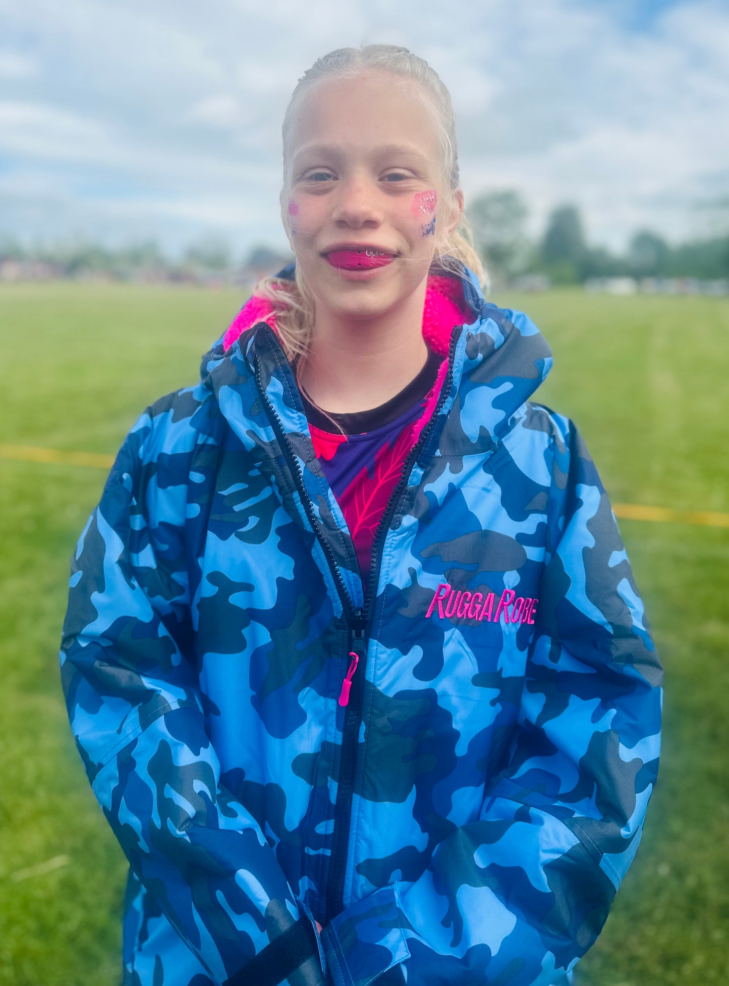 Blue Camo Change Robe with Pink Fleece  - RuggaRobe