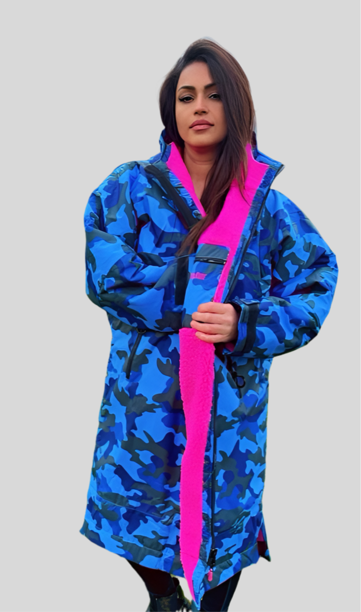 Blue Camo Change Robe with Pink Fleece  - RuggaRobe
