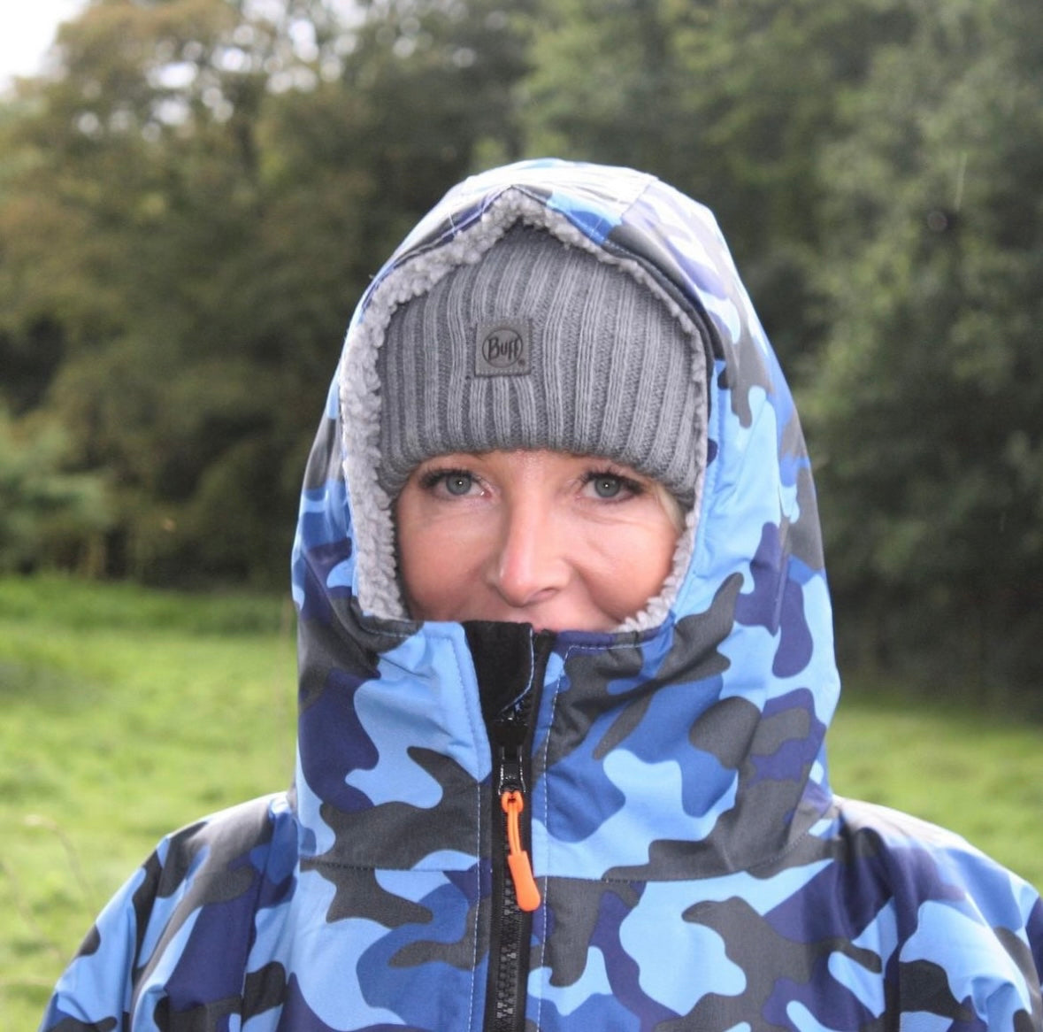 Blue Camo Change Robe with Grey Fleece  - Club Robe