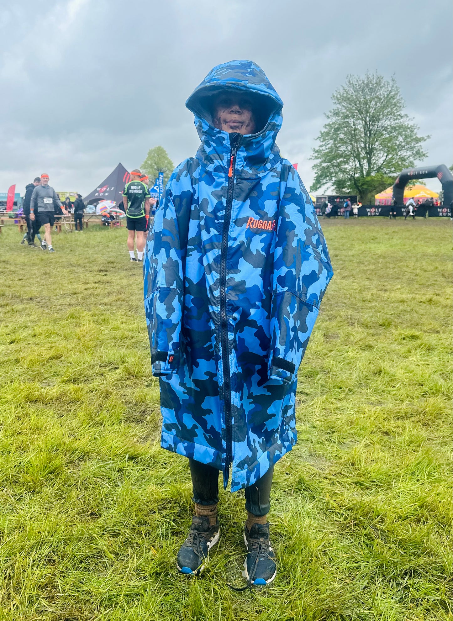 Blue Camo Change Robe with Grey Fleece  - RuggaRobe