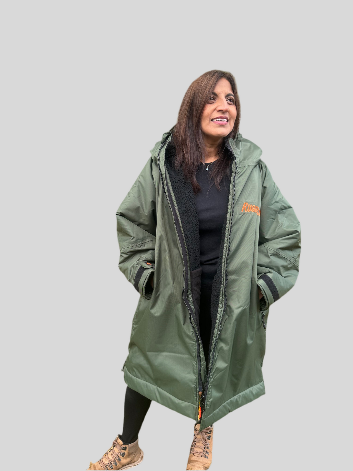 Green Change Robe with Black Fleece - RuggaRobe