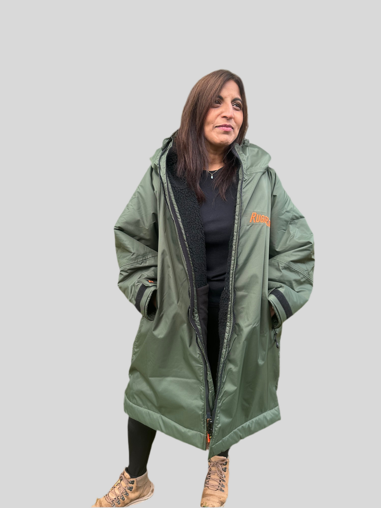 Green Change Robe with Black Fleece - RuggaRobe