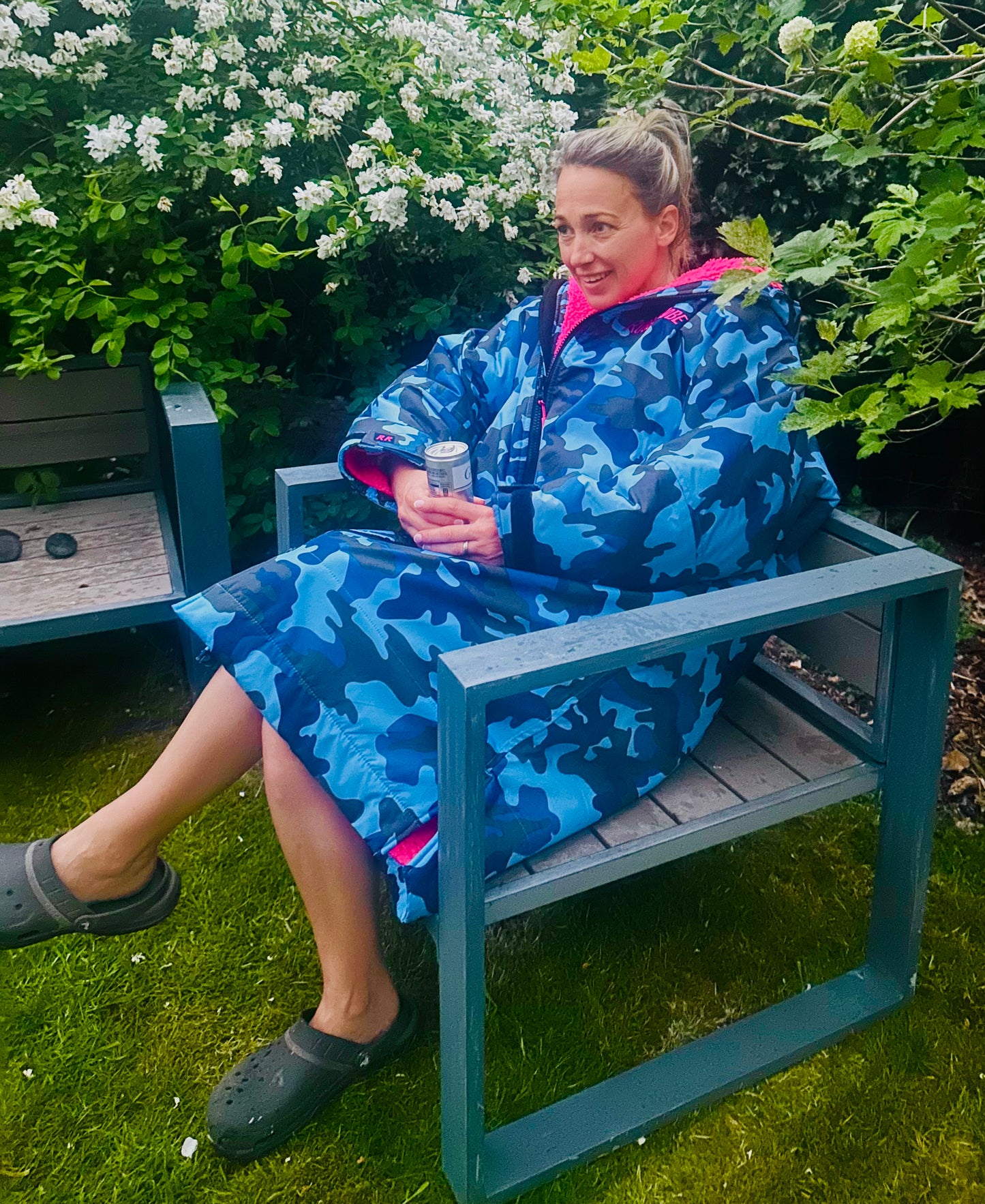 Blue Camo Change Robe with Pink Fleece  - RuggaRobe