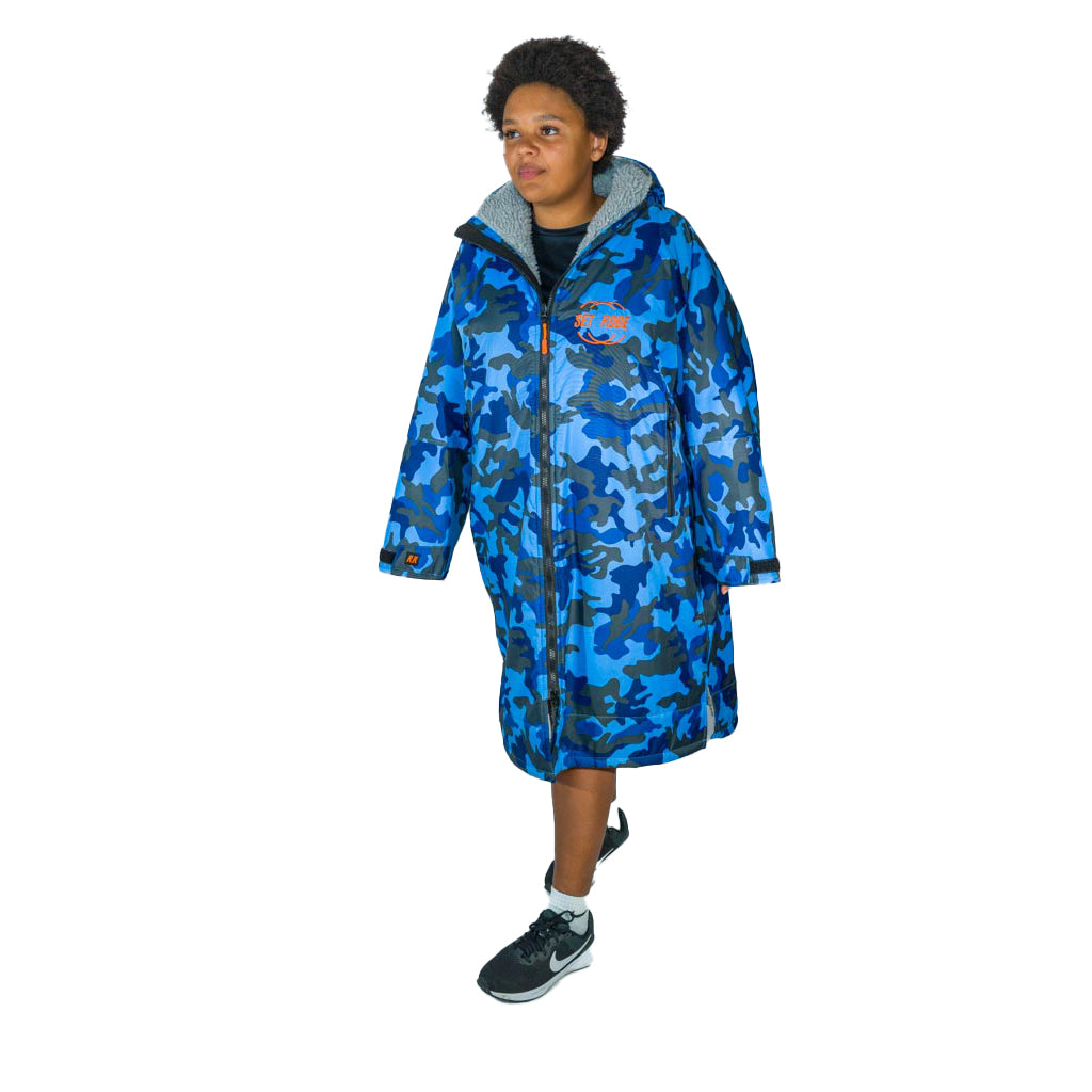 Blue Camo Change Robe with Grey Fleece  - Club Robe