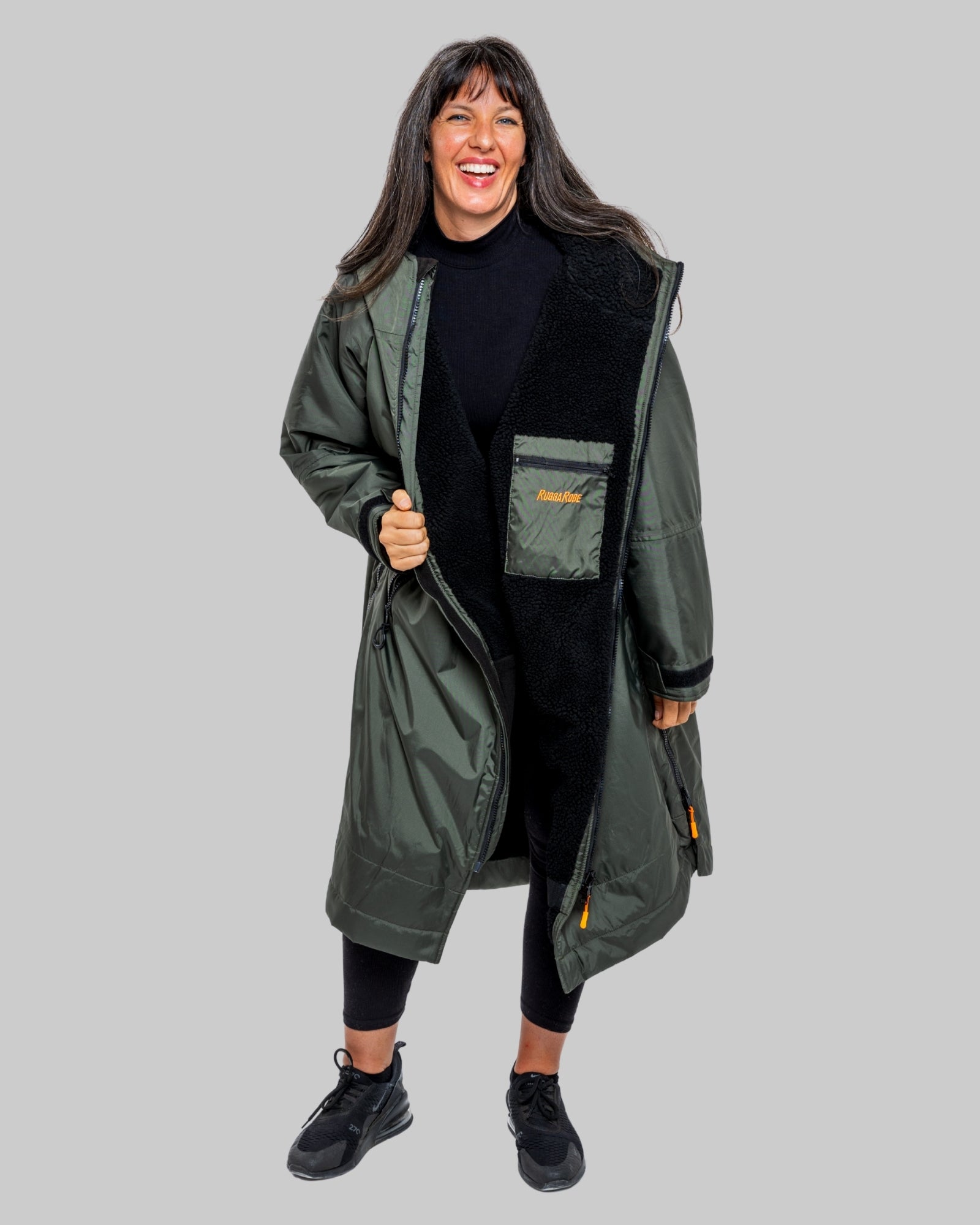 RR Country Green Adults Change Robe with Black Fleece