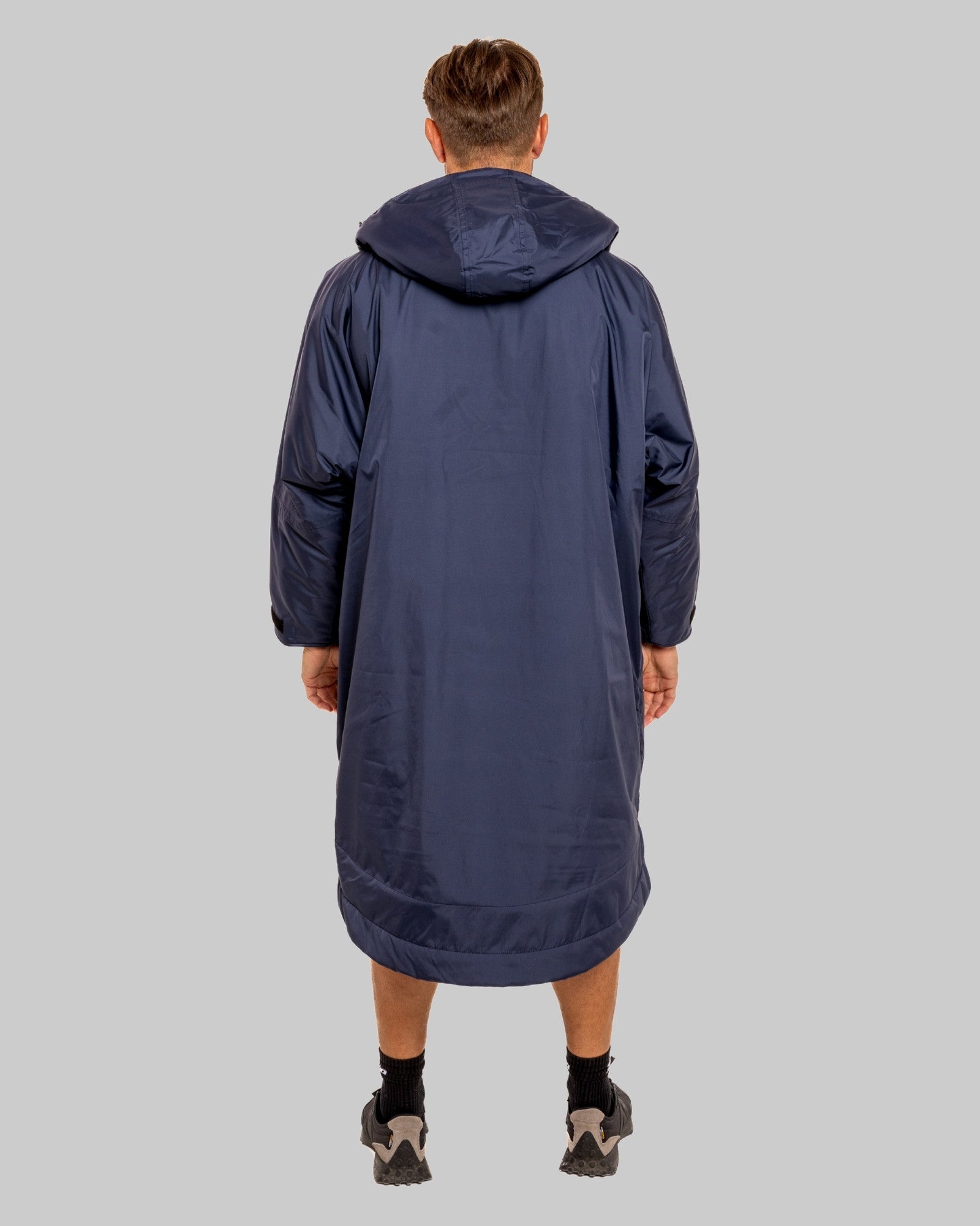 RR Country Navy Adults Change Robe with Asphalt Grey Fleece