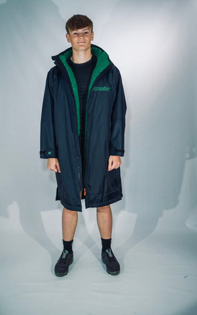 Black Change Robe with Green Fleece - RuggaRobe