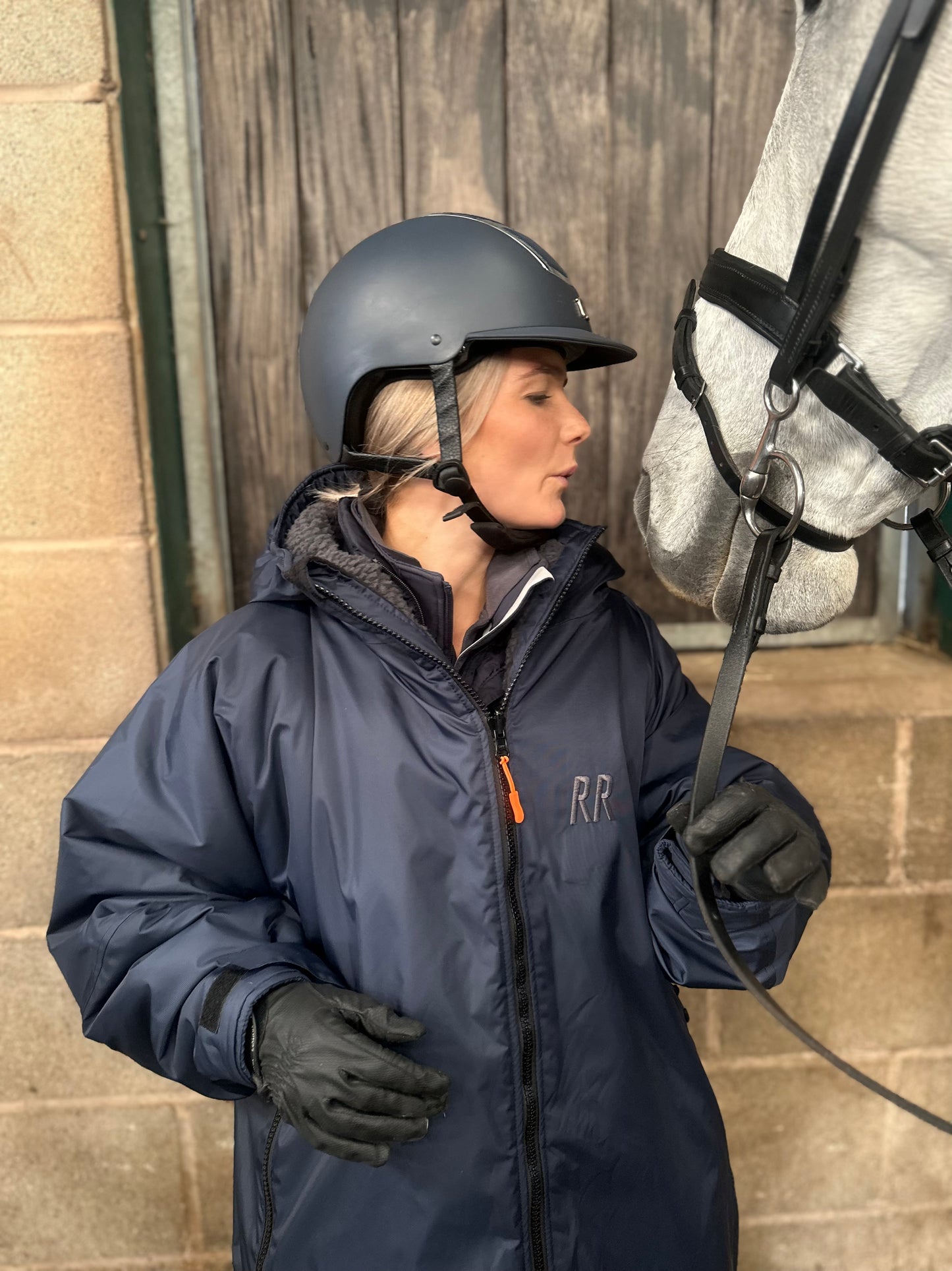 RR Country Navy Change Robe with Asphalt Grey Fleece - Country