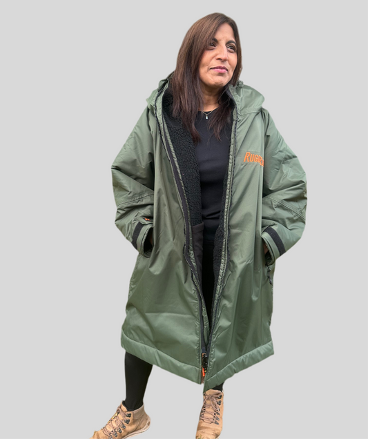 Green Change Robe with Black Fleece - RuggaRobe