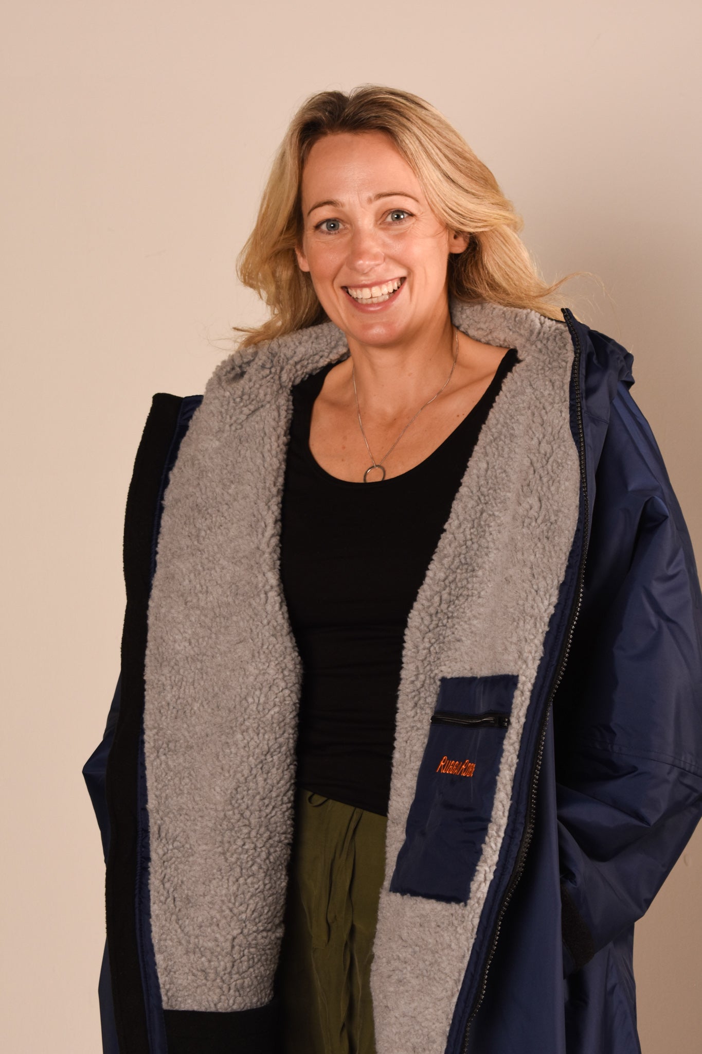 Blue Change Robe with Grey Fleece - Film WiFi