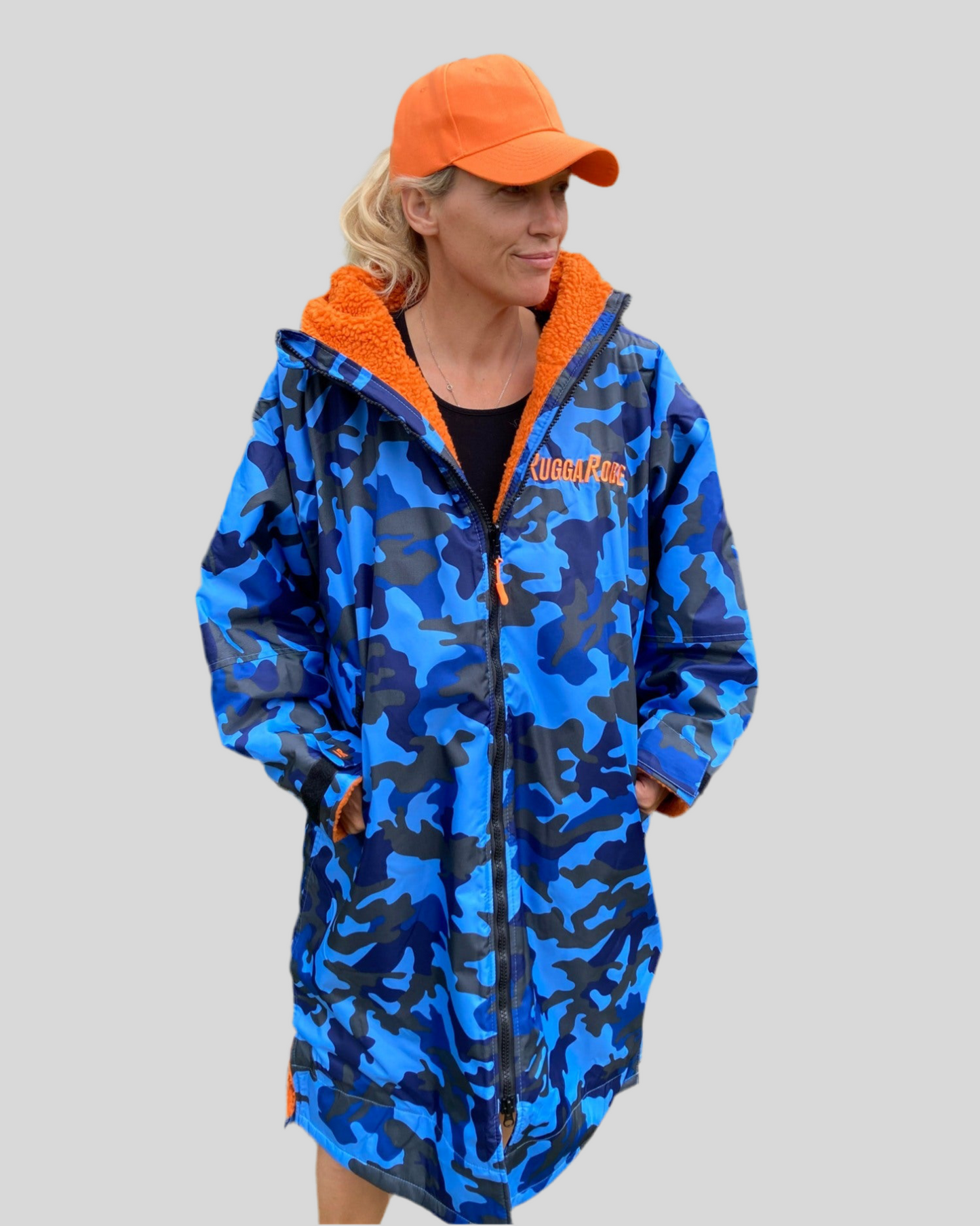 Blue Camo Change Robe with Orange Fleece - RuggaRobe