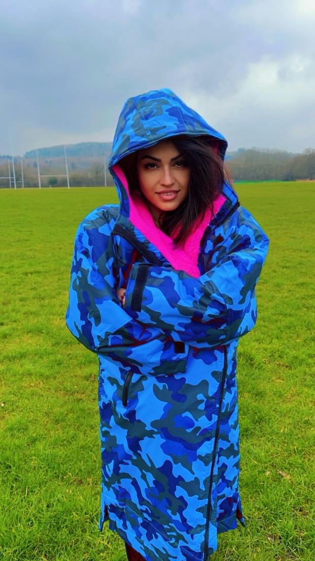 Blue Camo Change Robe with Pink Fleece  - RuggaRobe