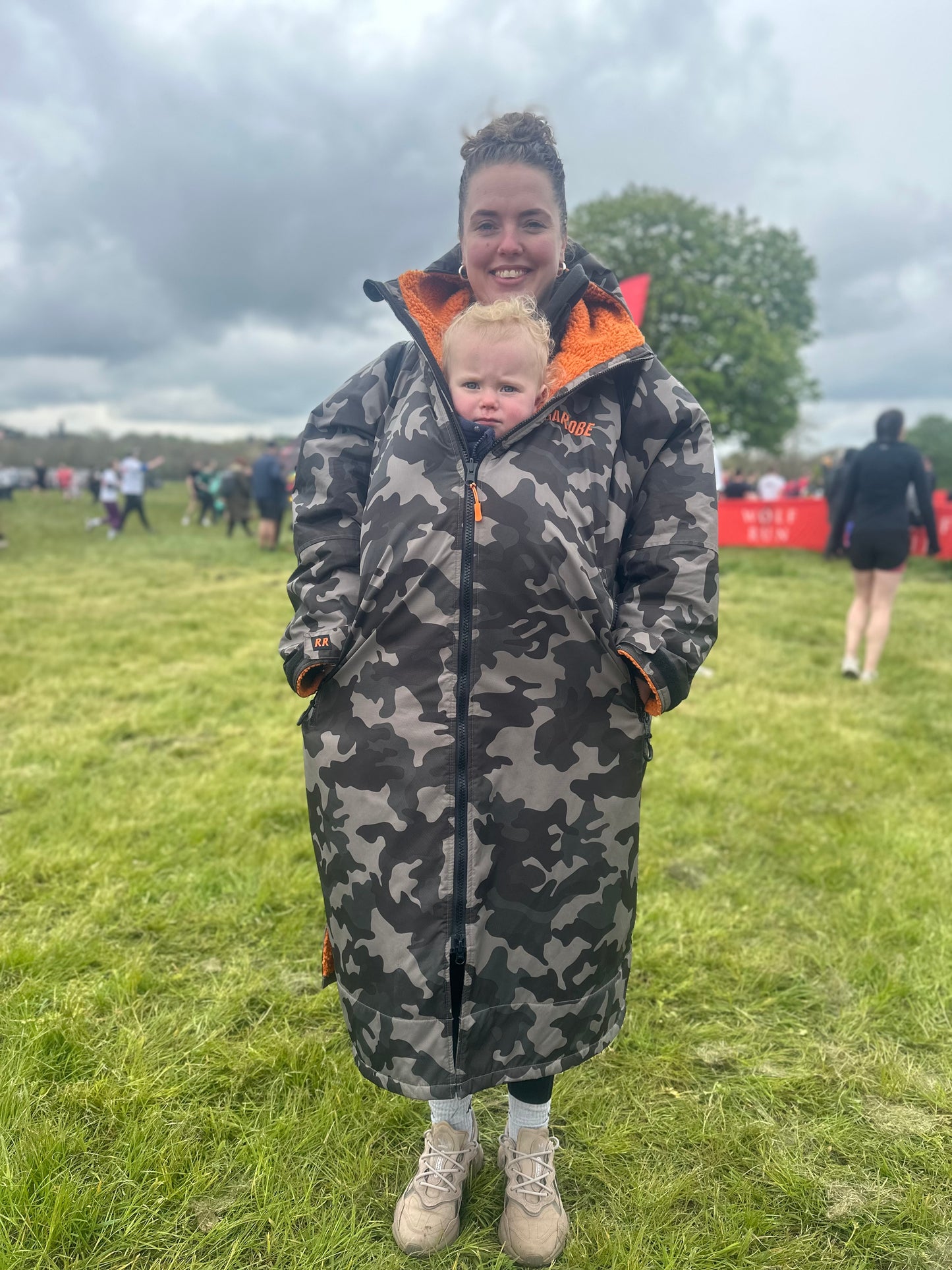 Grey Camo Change Robe with Orange Fleece  - RuggaRobe