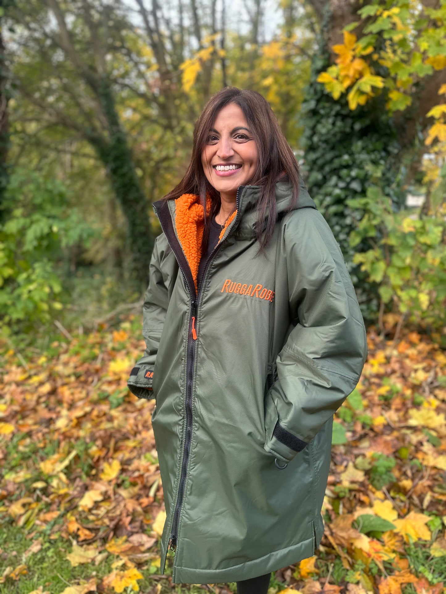 Green Change Robe with Orange Fleece - RuggaRobe