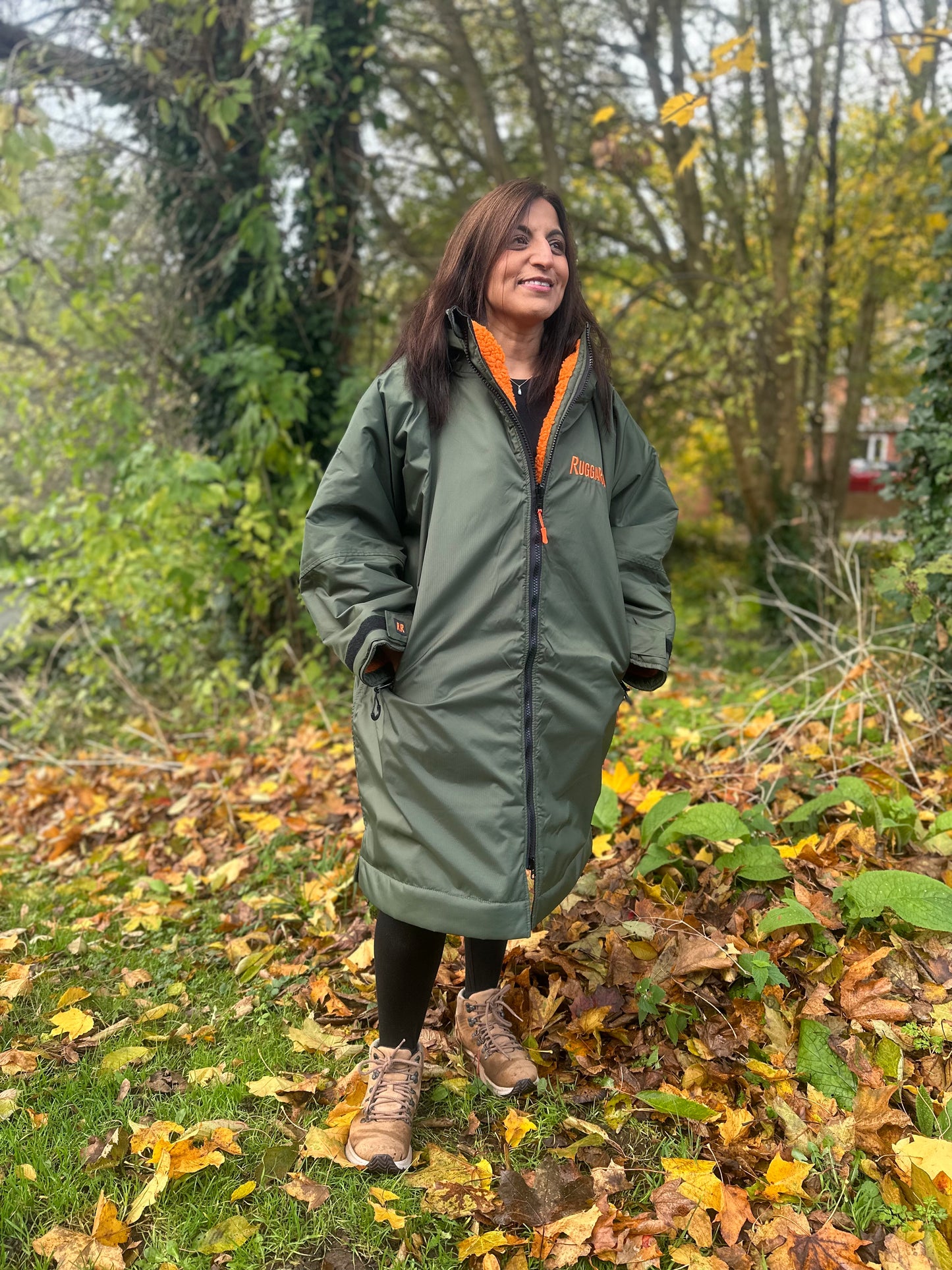 Green Change Robe with Orange Fleece - RuggaRobe