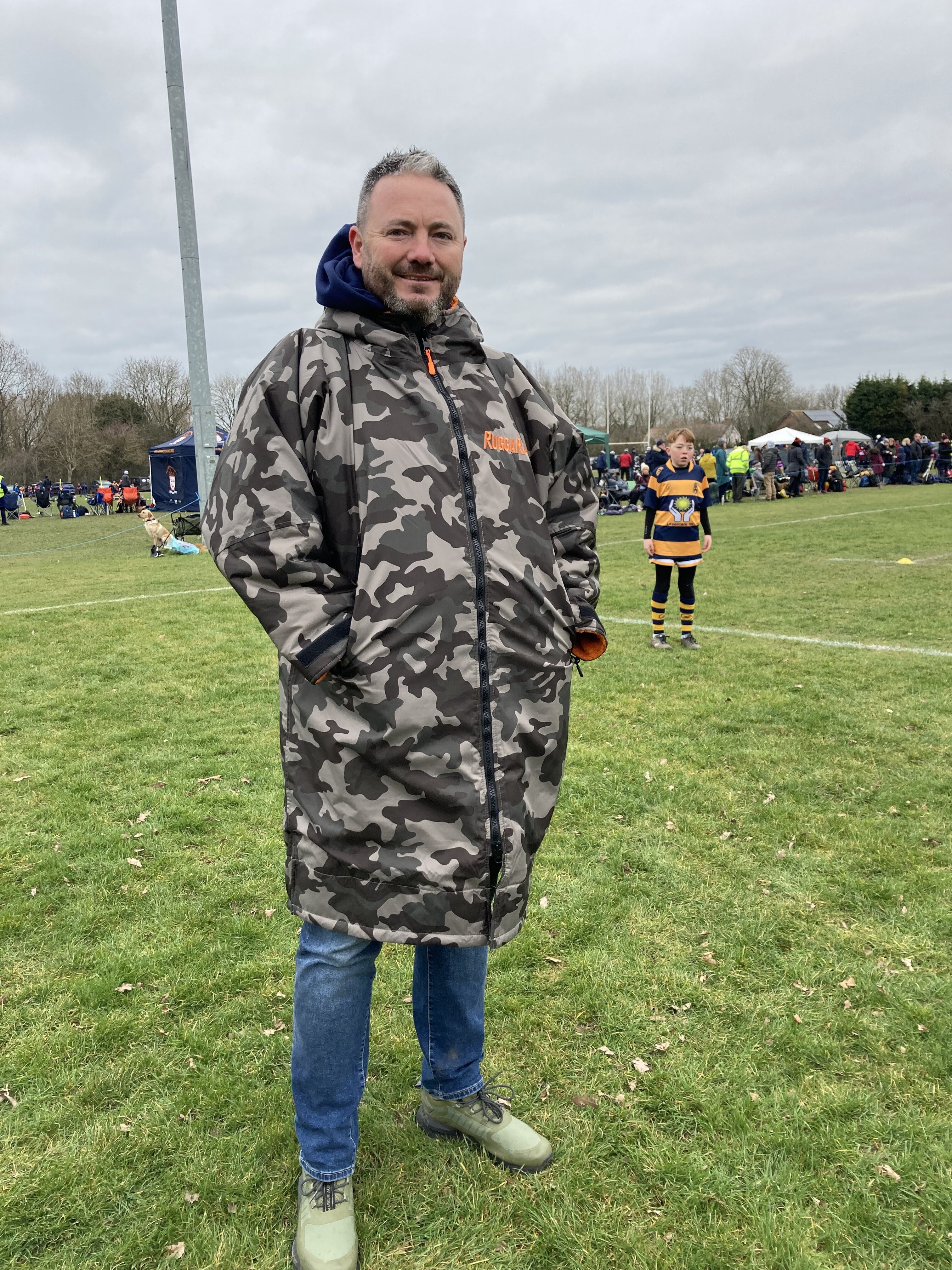 Grey Camo Change Robe with Orange Fleece - Club Robe