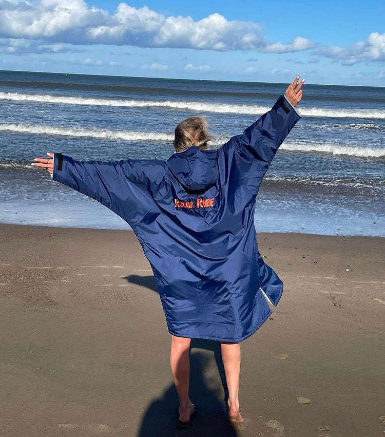 Blue Change Robe with Grey Fleece  - Club Robe