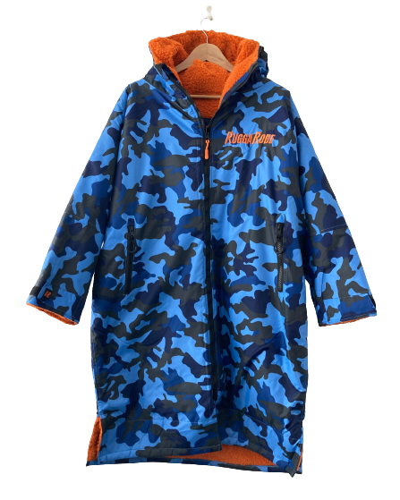 Blue Camo Change Robe with Orange Fleece - RuggaRobe