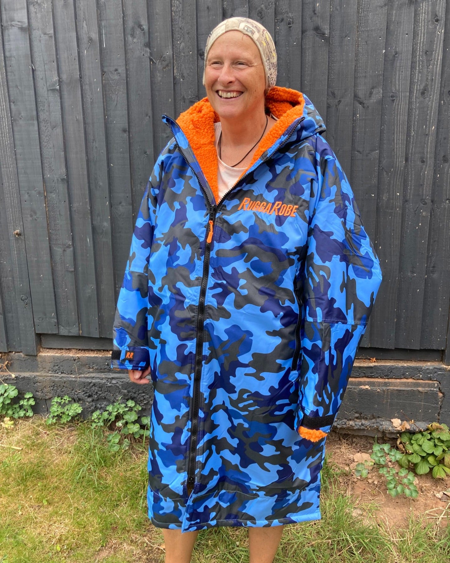 Blue Camo Change Robe with Orange Fleece - RuggaRobe