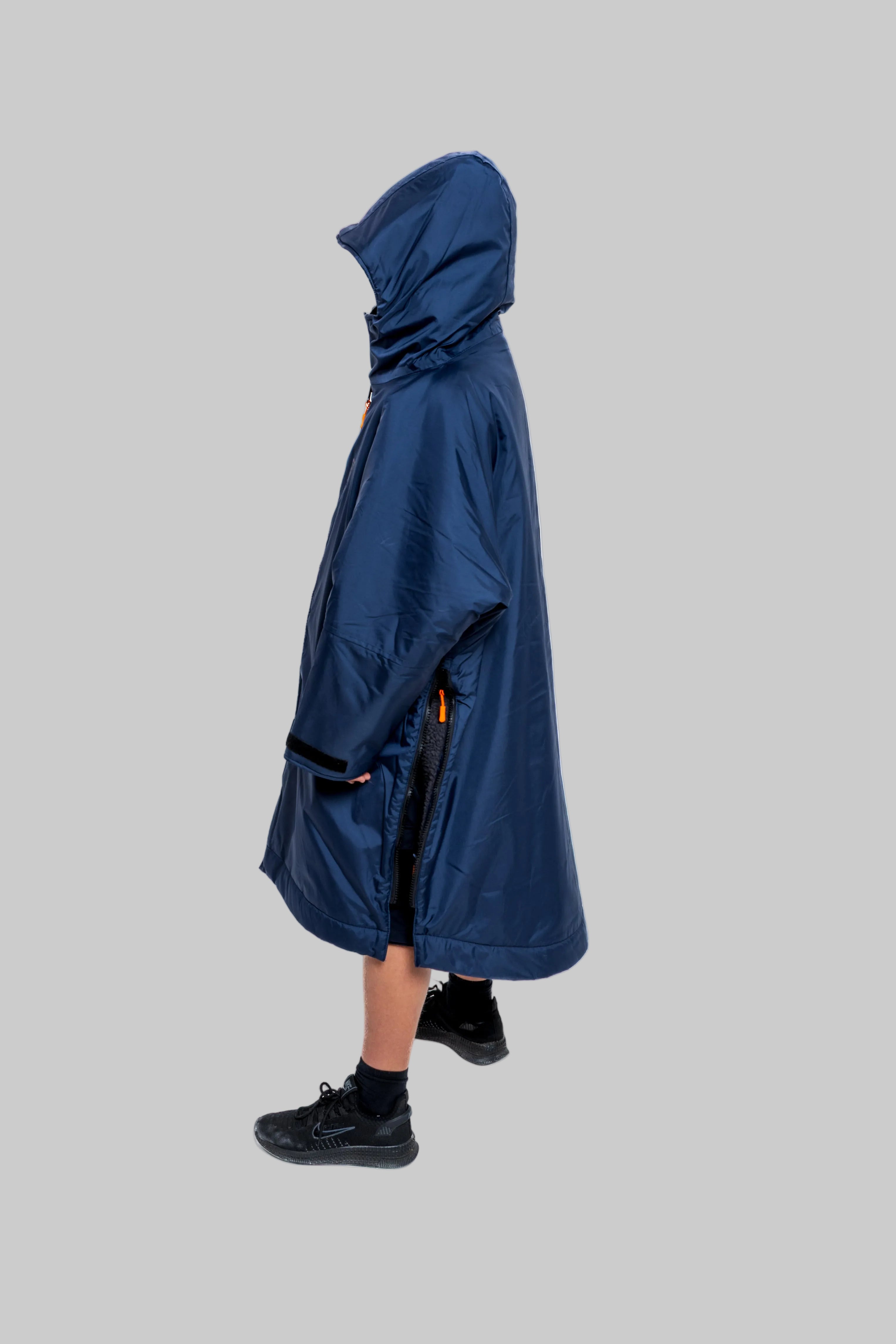 RR Country Navy Kids Change Robe with Asphalt Grey Fleece