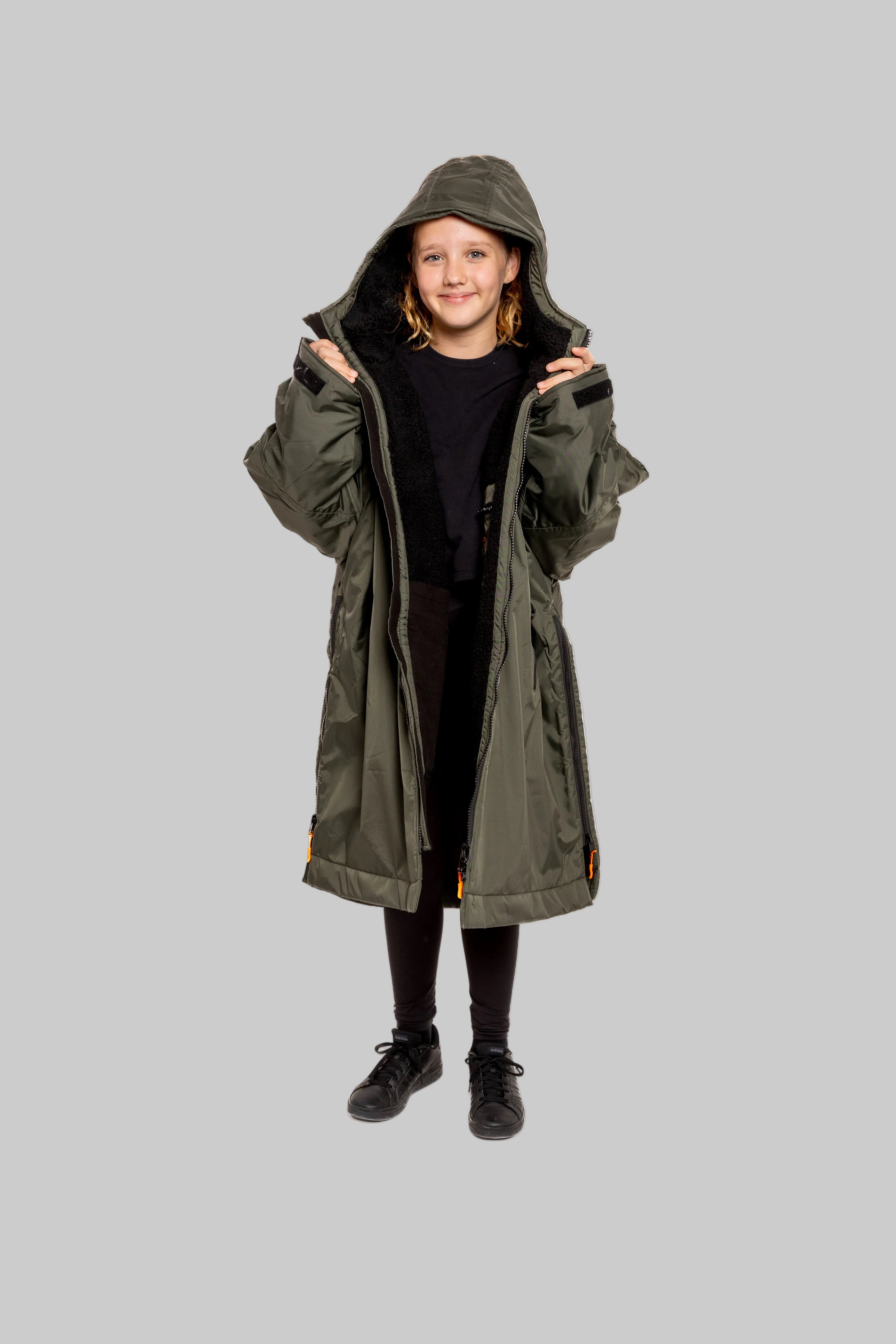 RR Country Green Kids Change Robe with Black Fleece