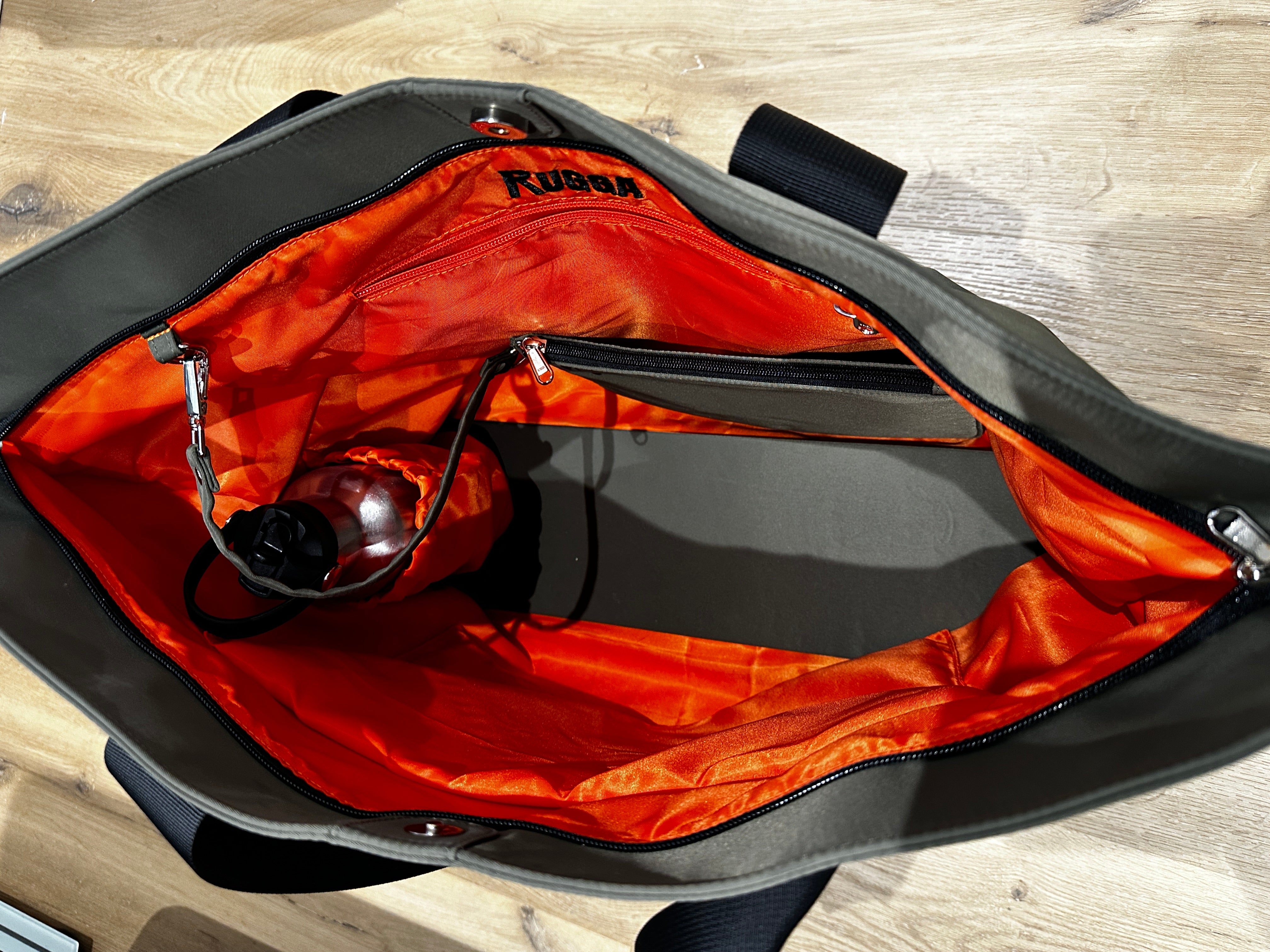 Rugga Everything Bag Green with Orange for days out, festivals, pitchside & camping