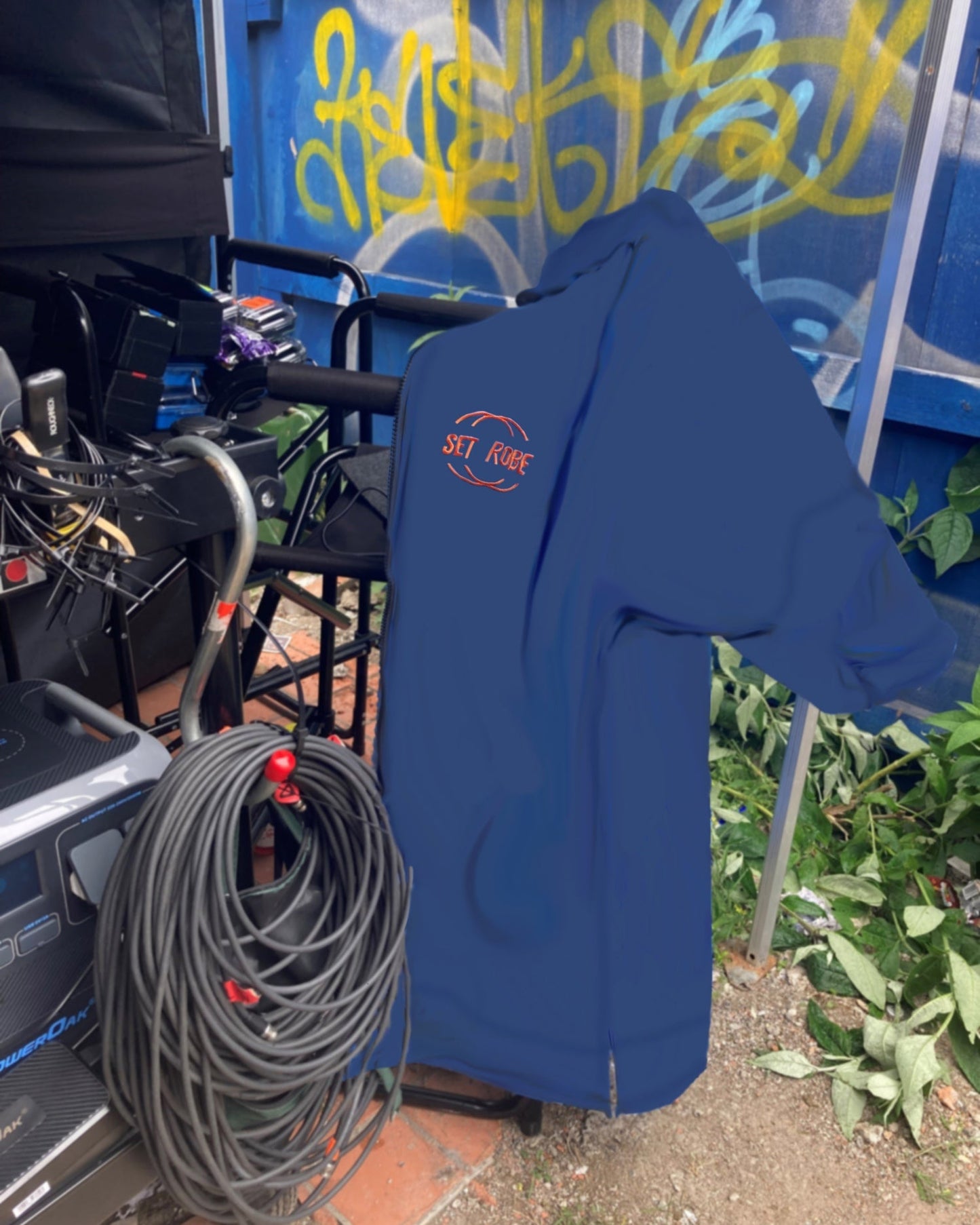 Blue Change Robe with Grey Fleece - Film WiFi