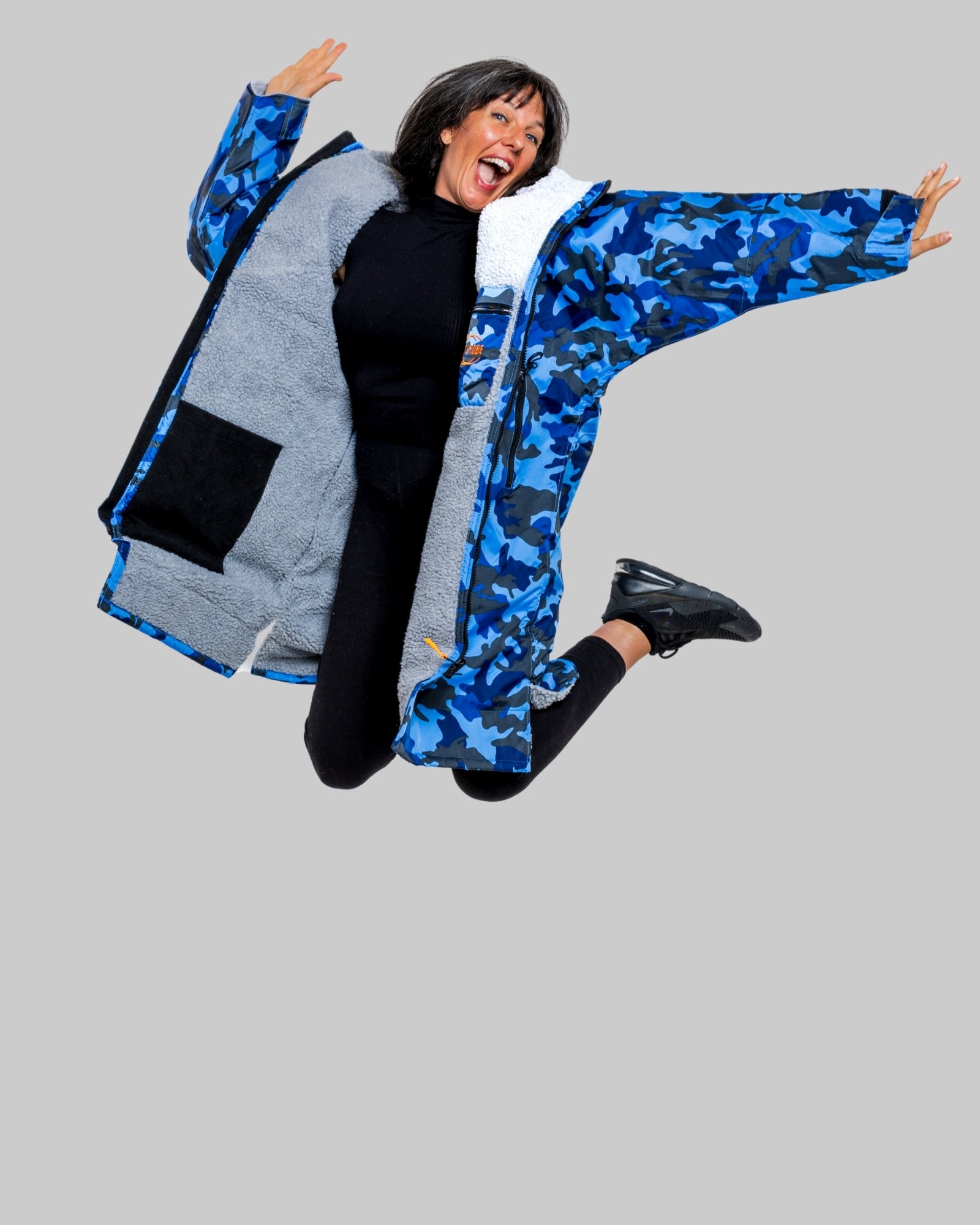 Blue Camo Change Robe with Grey Fleece - Set Robe