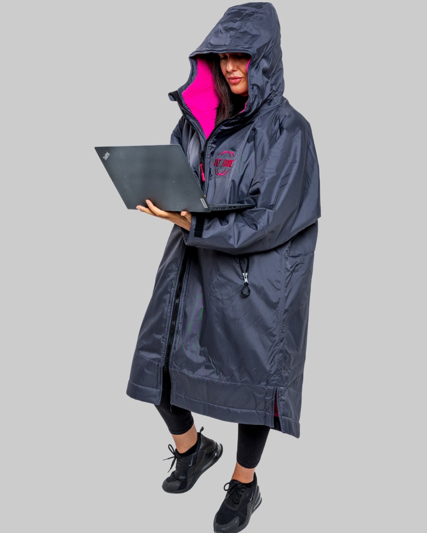 RR Country Grey Change Robe with Pink Fleece - Country