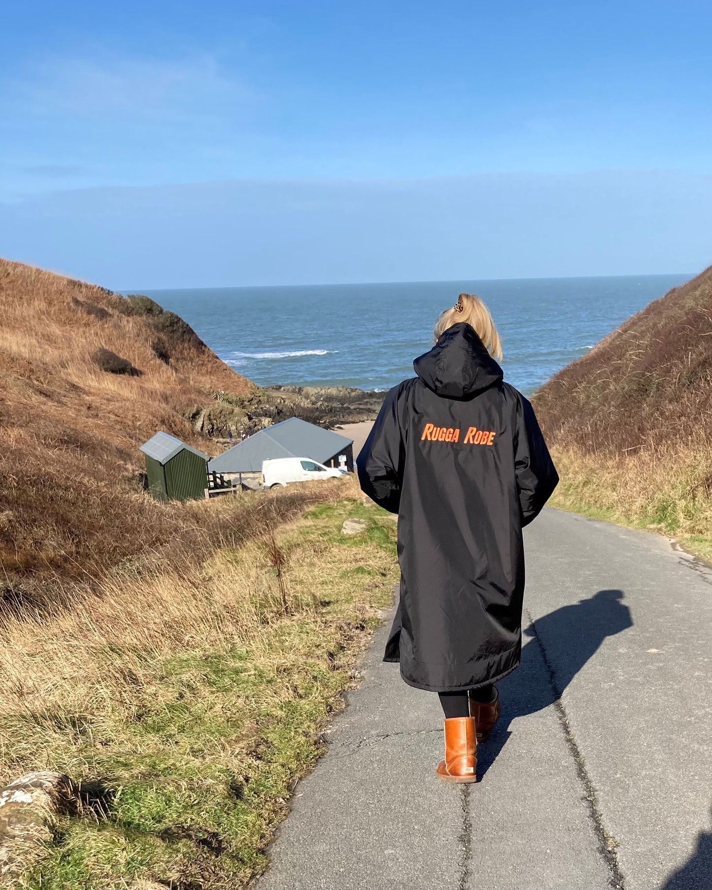 Black Change Robe with Orange Fleece  - Club Robe