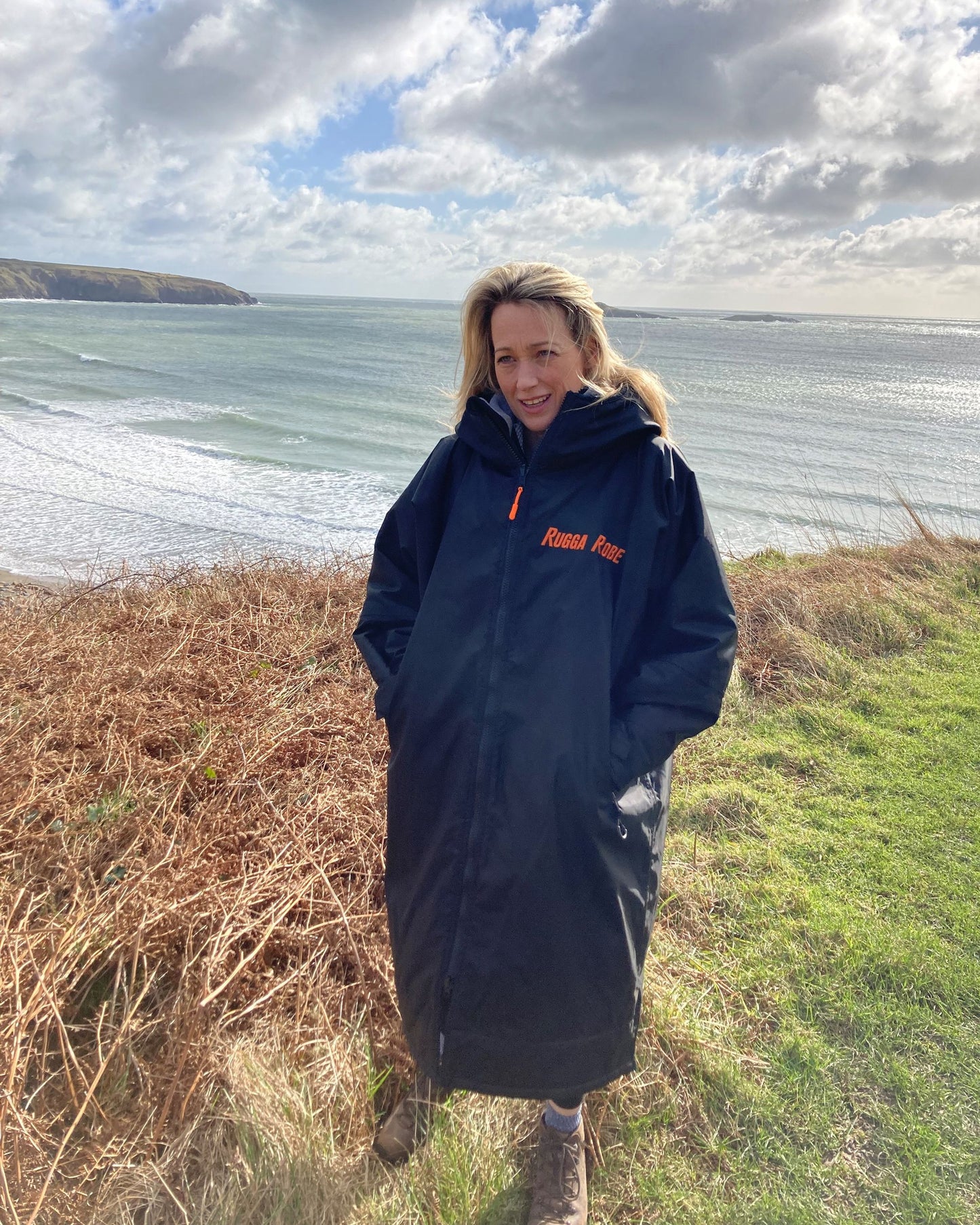 Black Change Robe with Orange Fleece  - RuggaRobe