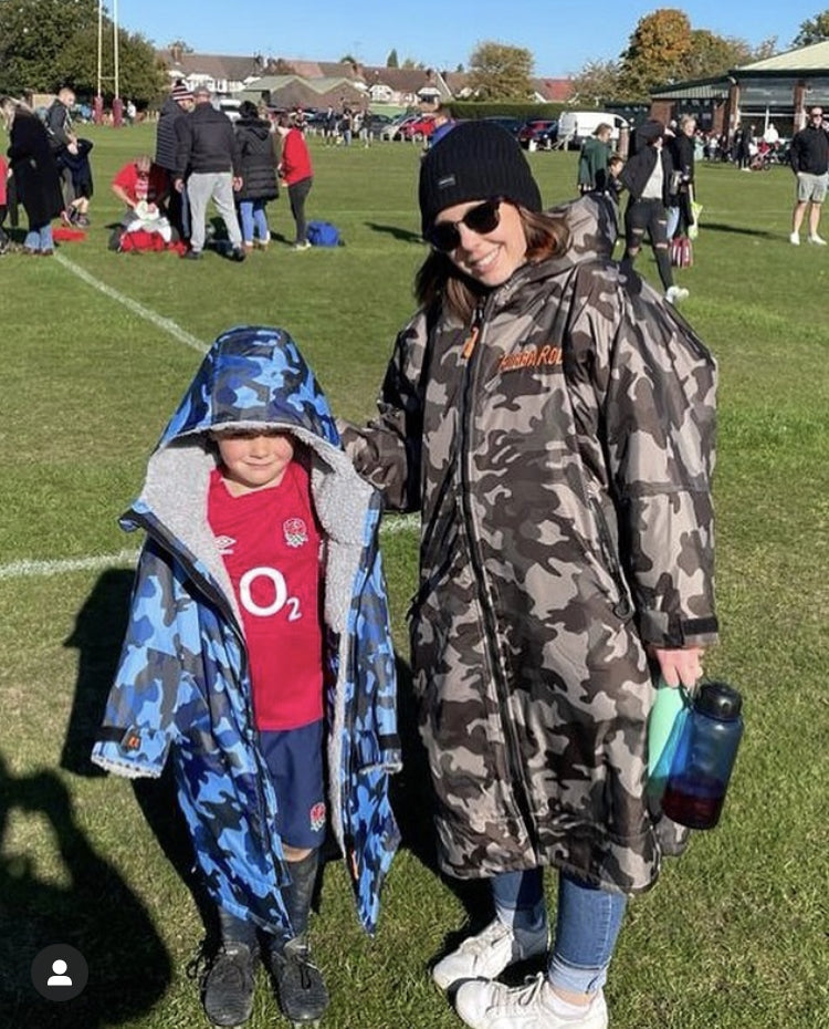 Blue Camo Change Robe with Grey Fleece - Wolfrun