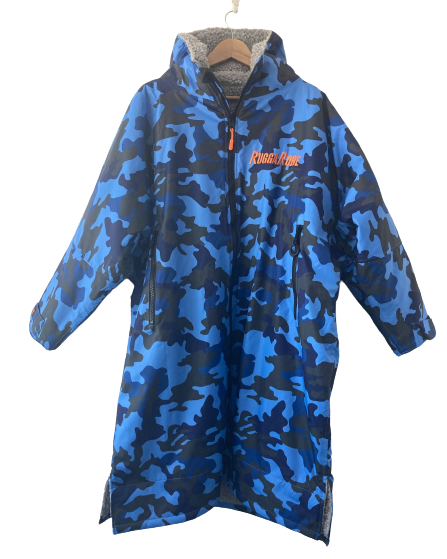 Blue Camo Change Robe with Grey Fleece - Wolfrun
