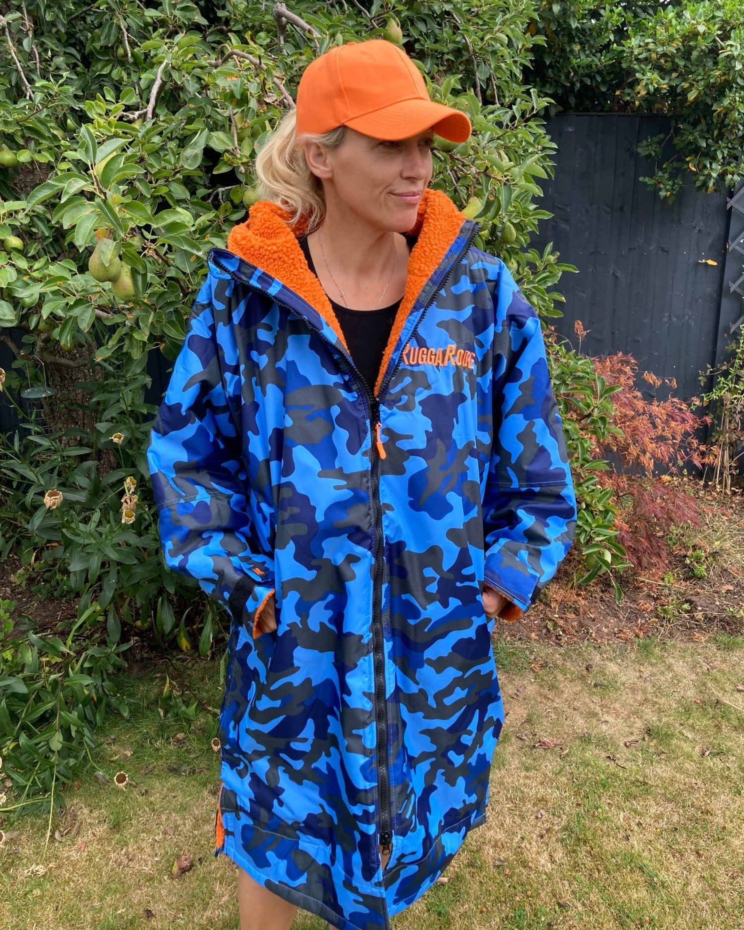 Blue Camo Change Robe with Orange Fleece - Wolfrun