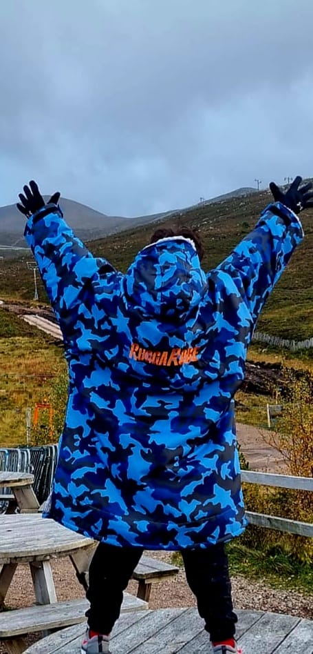 Blue Camo Change Robe with Grey Fleece - Wolfrun